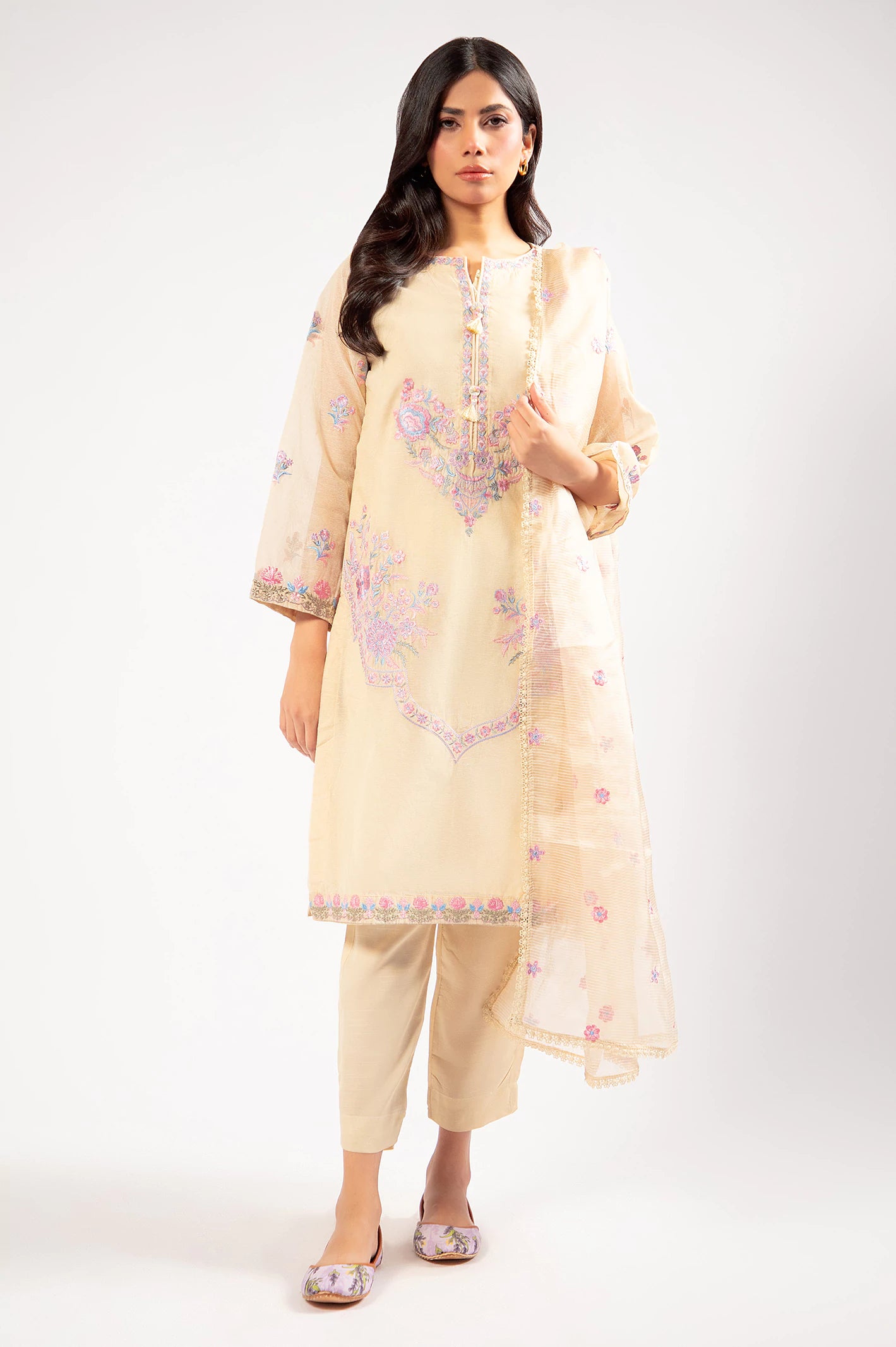 Ivory Embroidered 3PC - Image 5