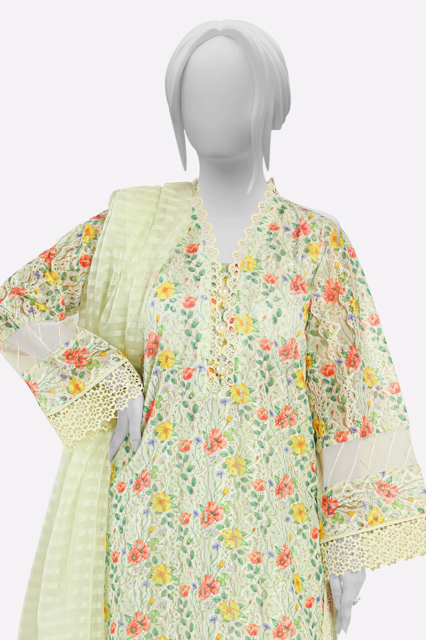 Off White Printed 3PC - Image 2