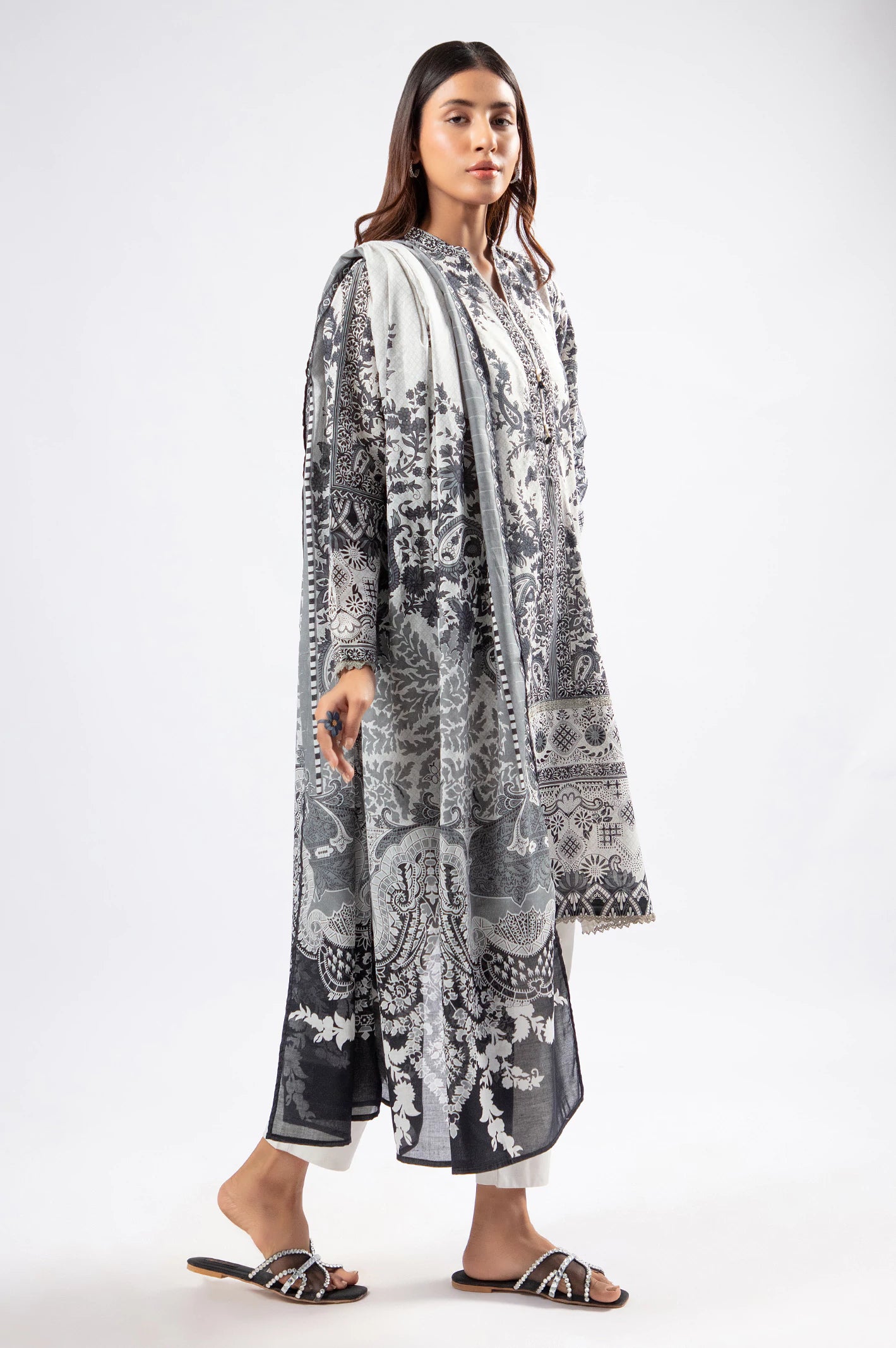 Grey Printed 3PC