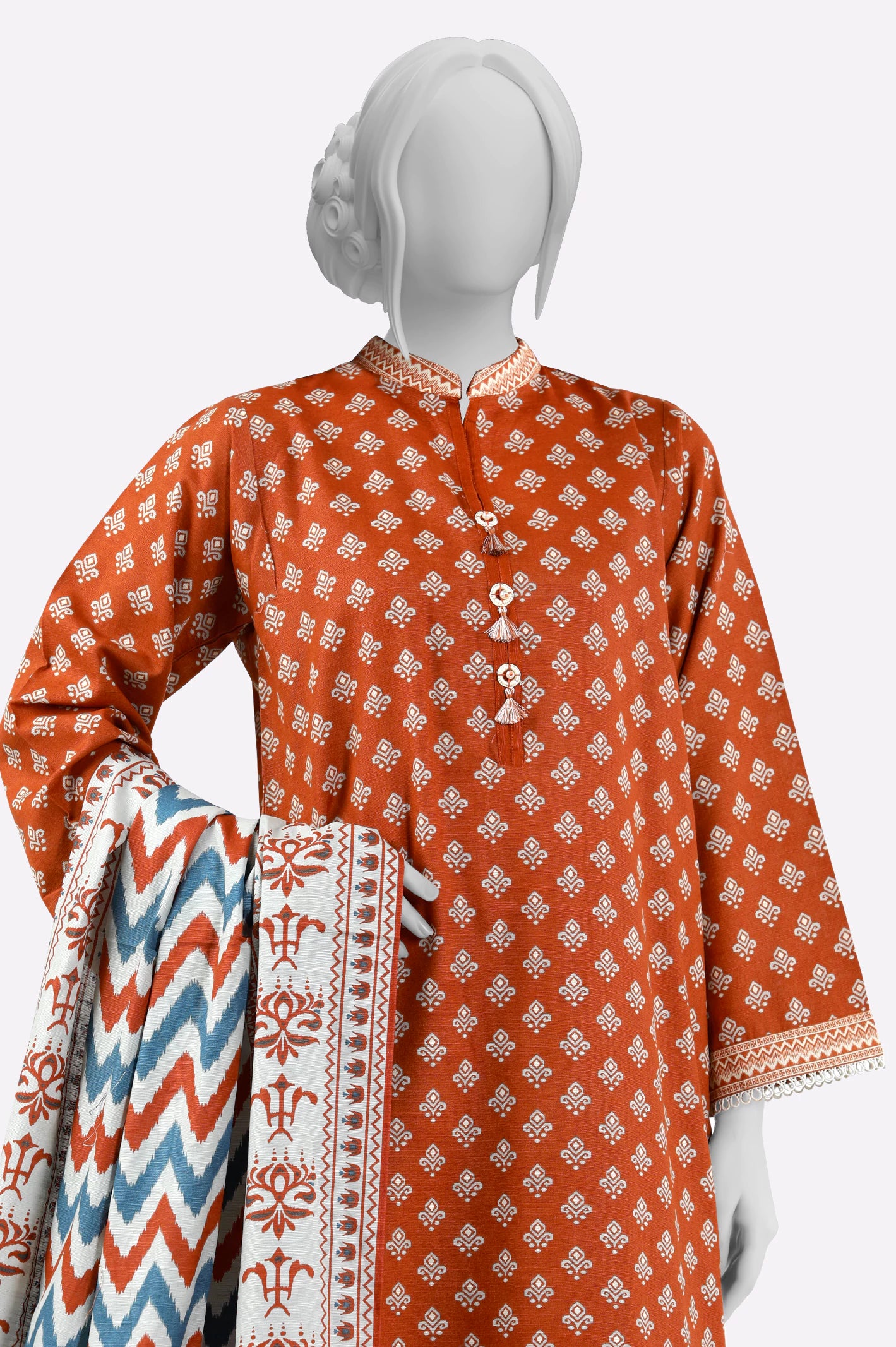 Brown Printed 3PC - Image 2