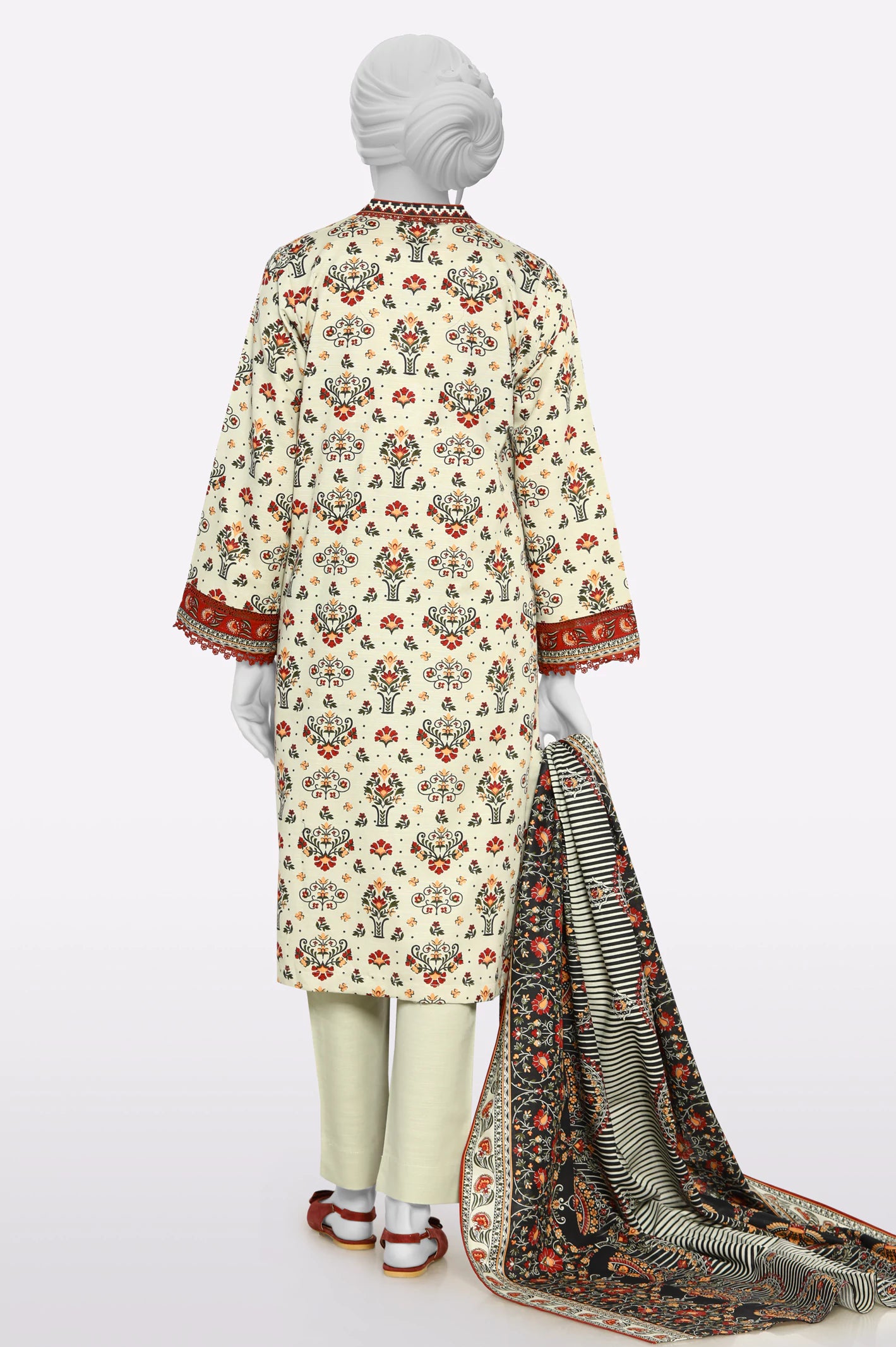 Beige Printed 3PC - Image 3