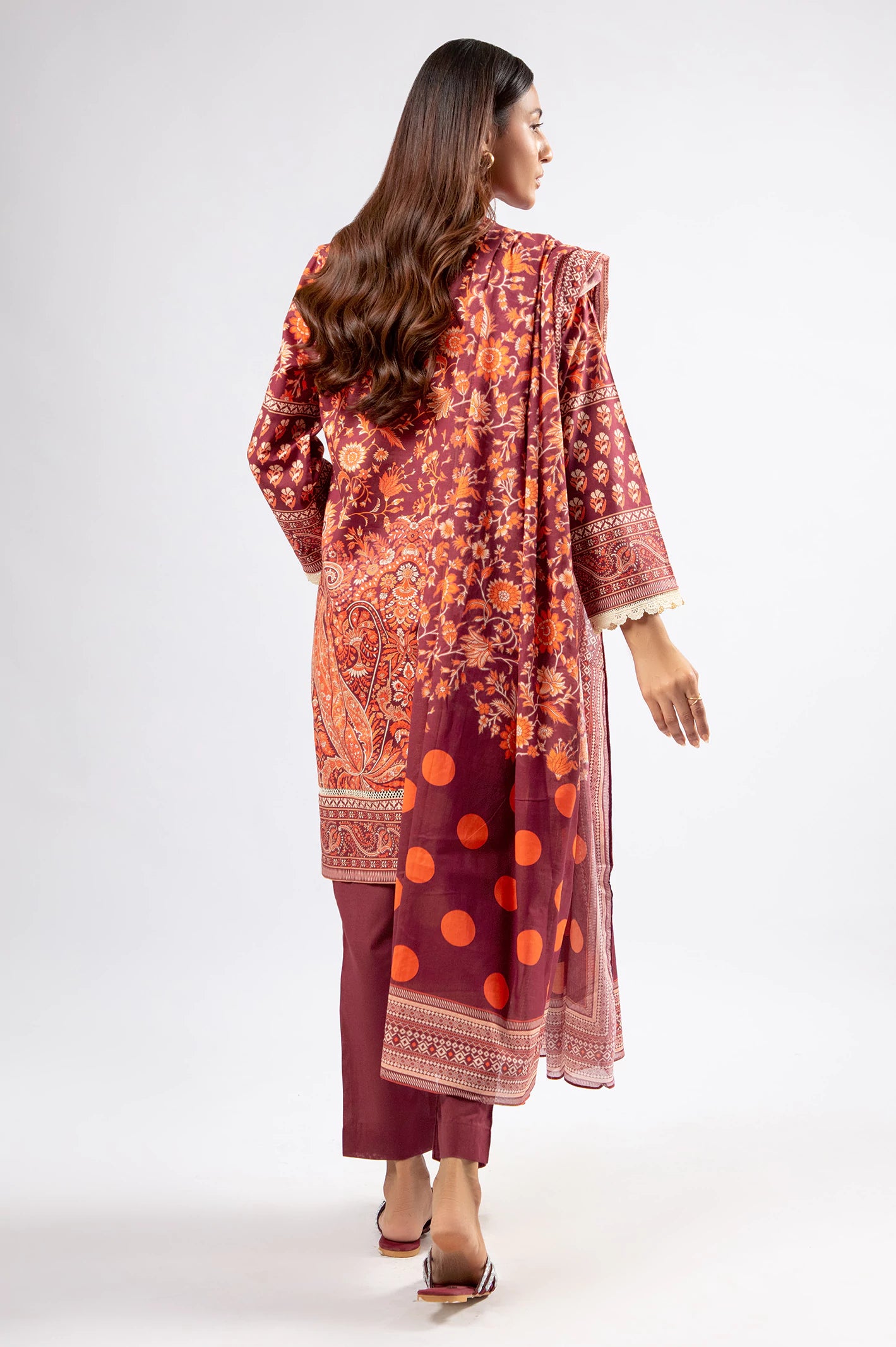 Maroon Printed 3PC - Image 3