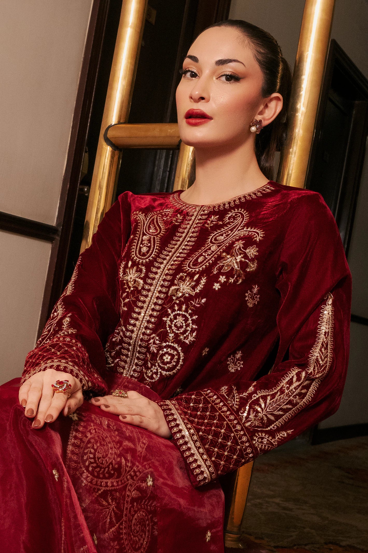 Maroon Embroidered 3PC - Image 2