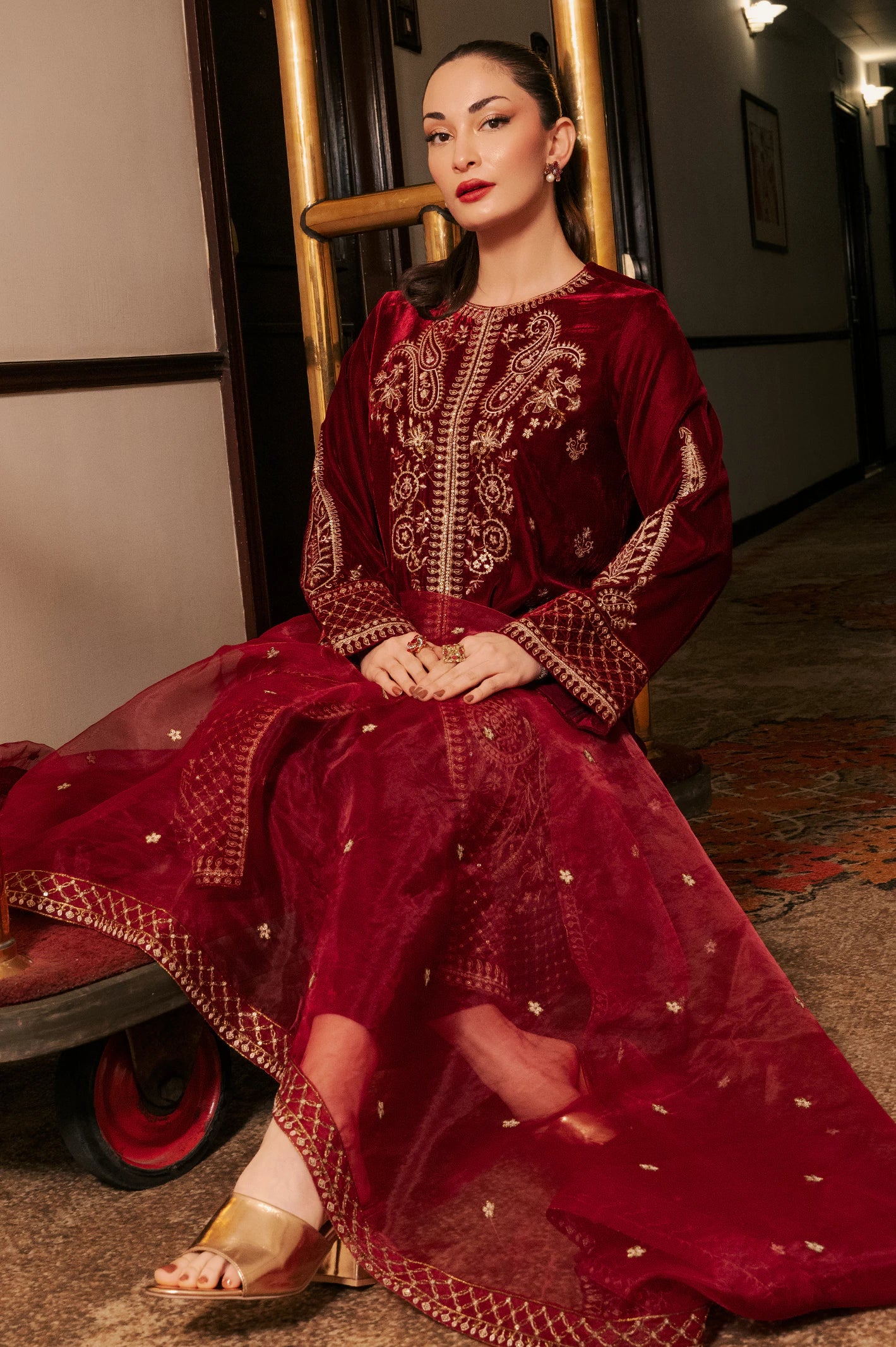 Maroon Embroidered 3PC - Image 3