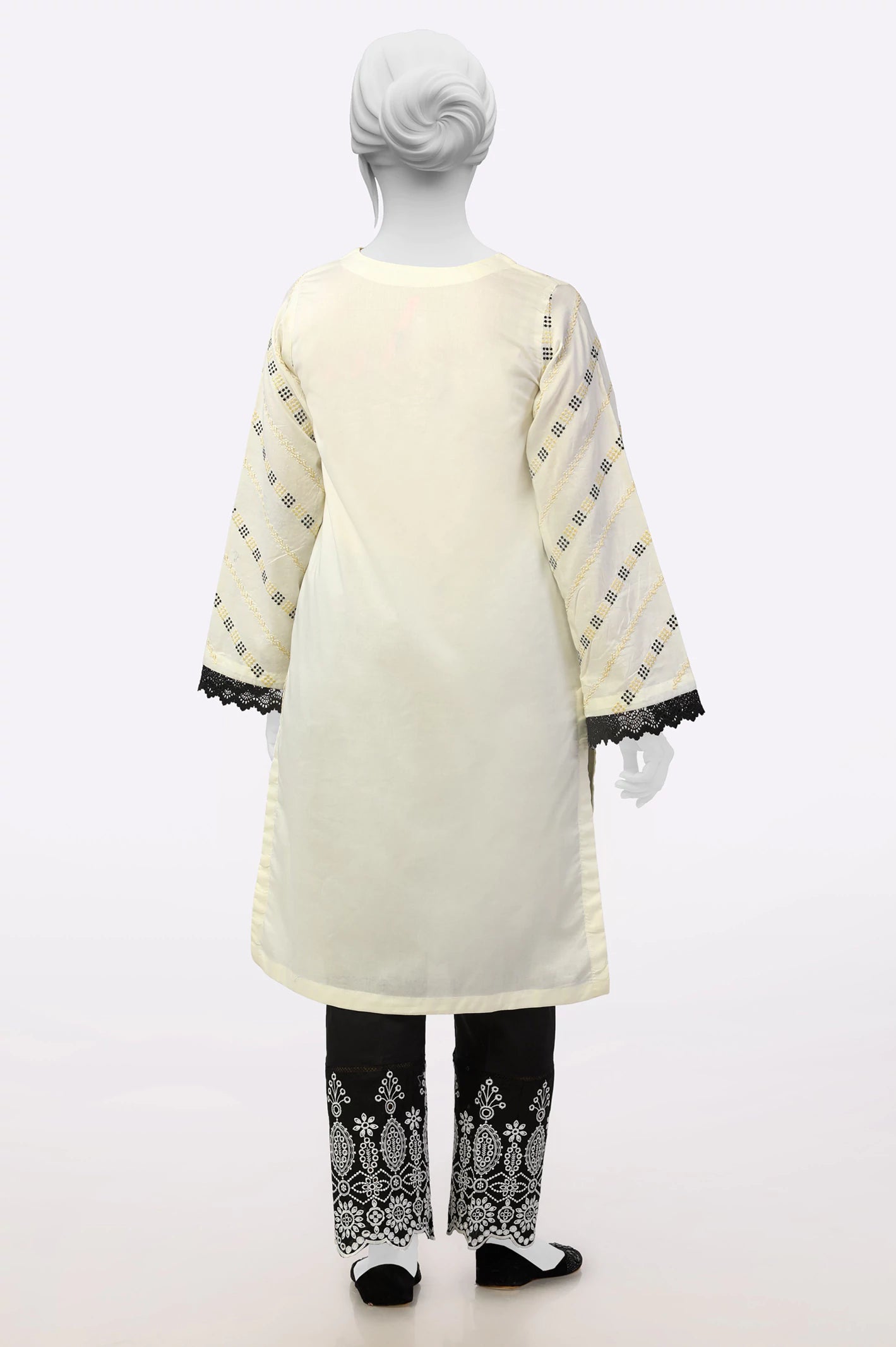Cream Embroidered Kurti - Image 3
