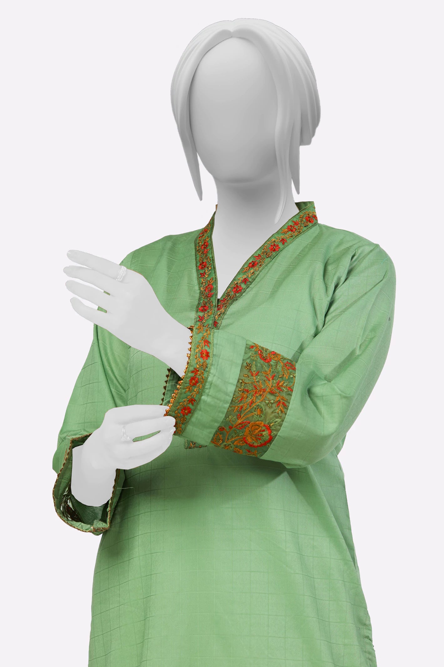 Green Embroidered Kurti - Image 2