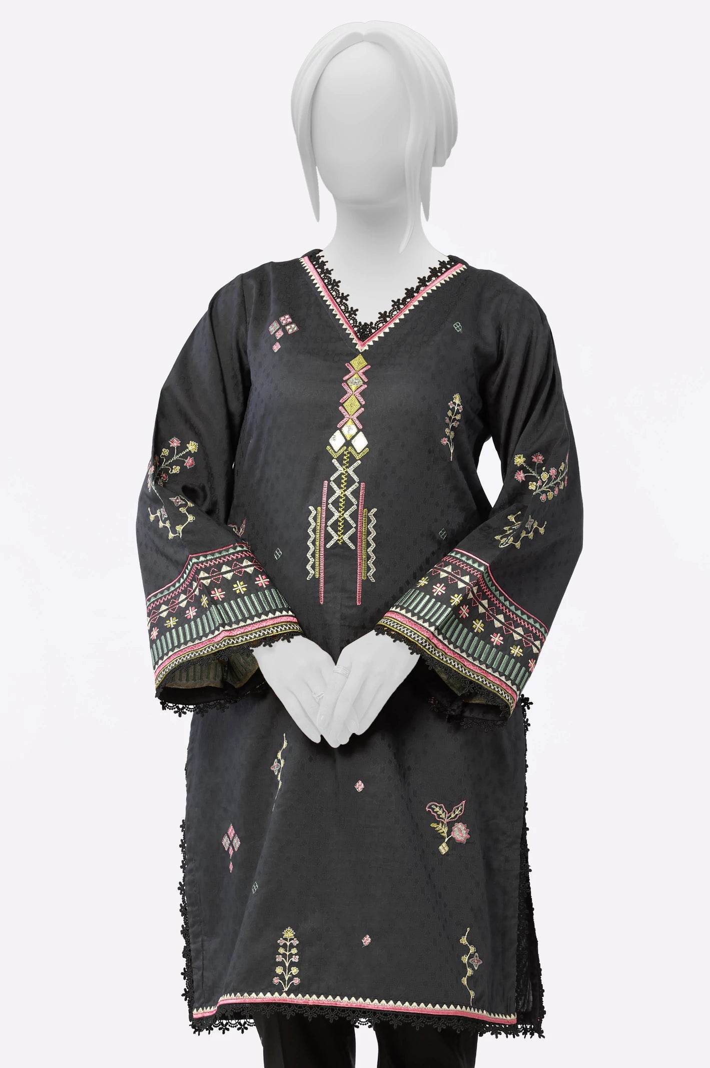 Black Embroidered Kurti - Image 2