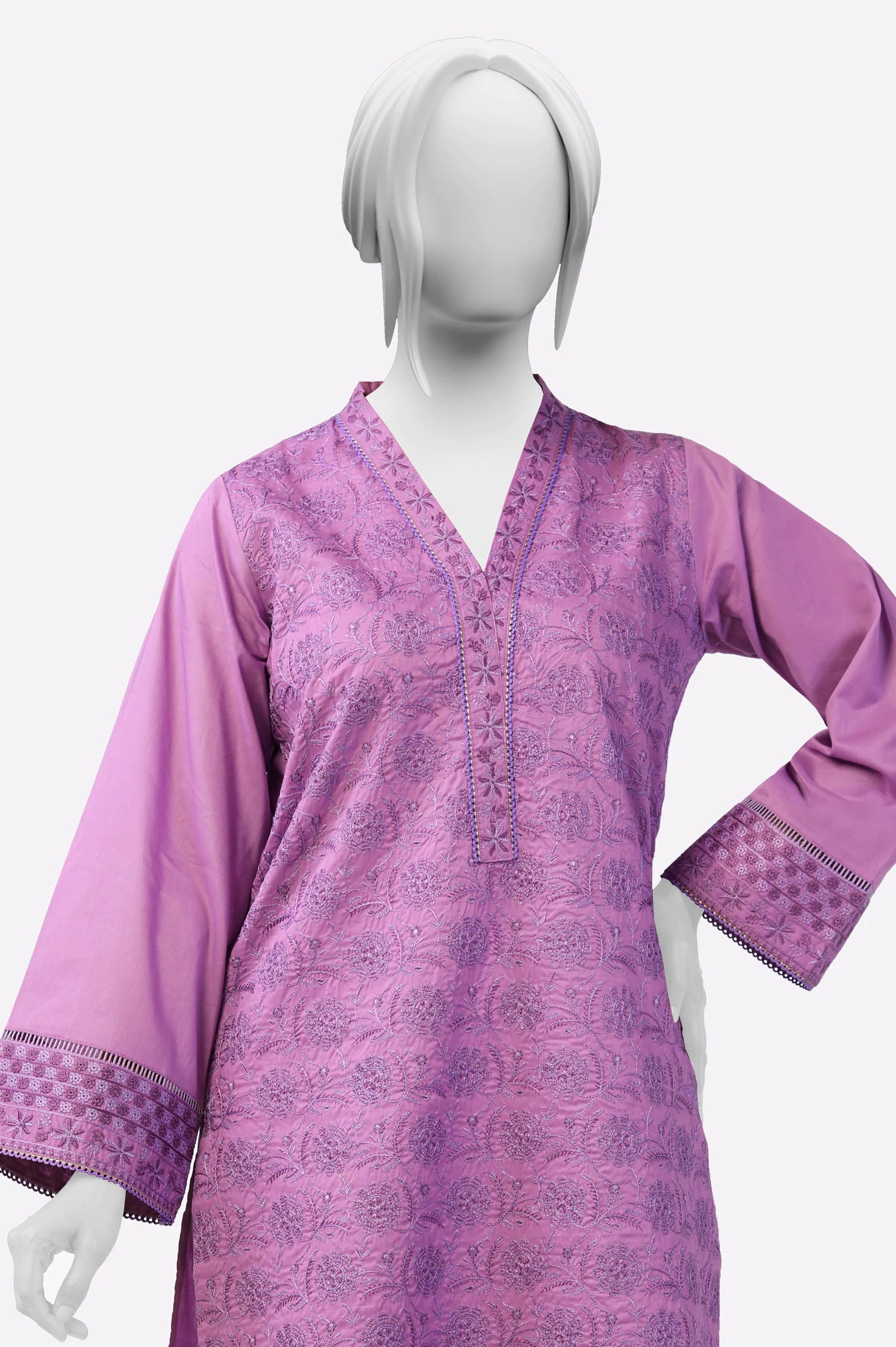 Purple Embroidered Kurti - Image 2