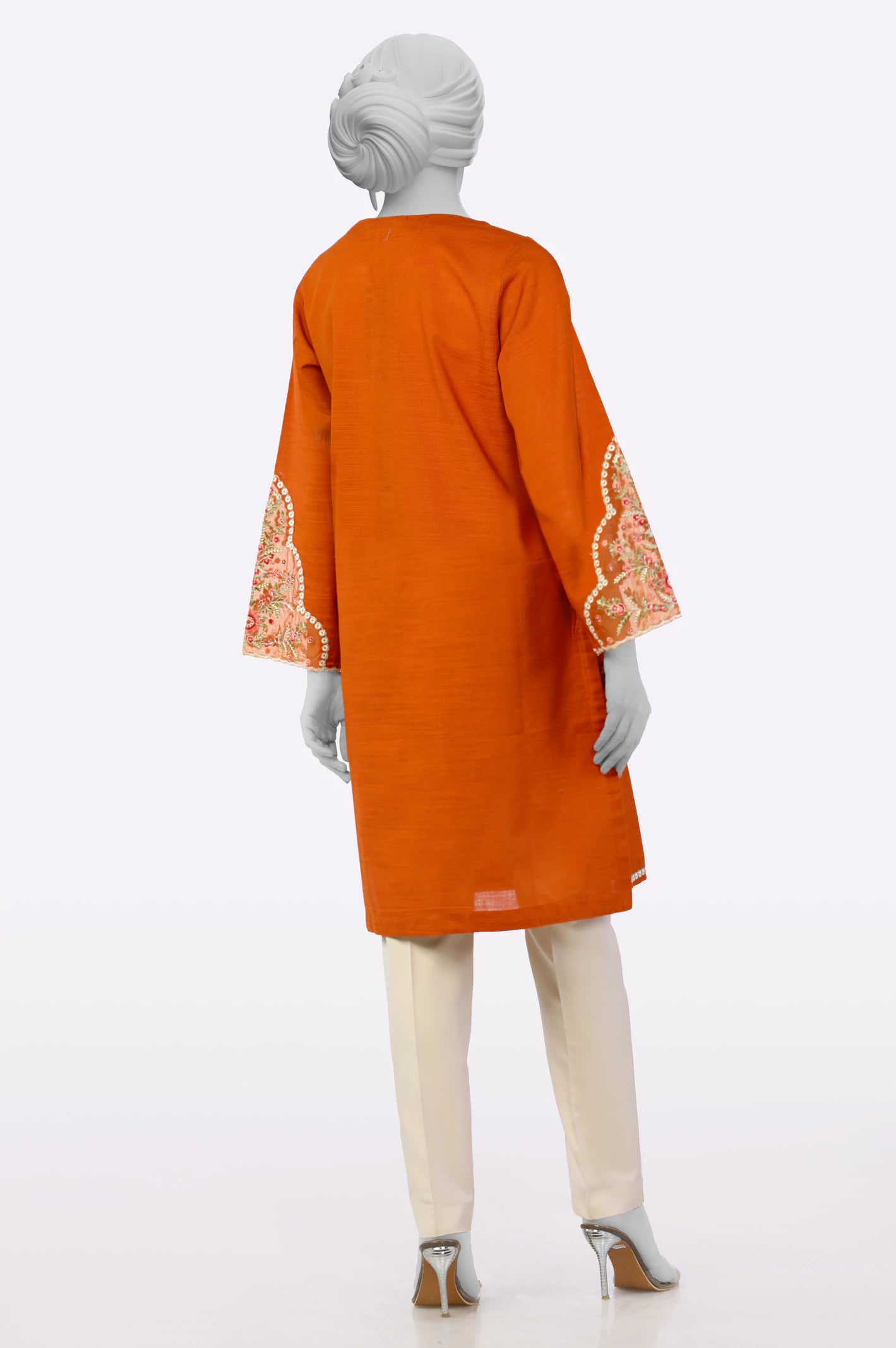 Rust Embroidered Kurti - Image 3
