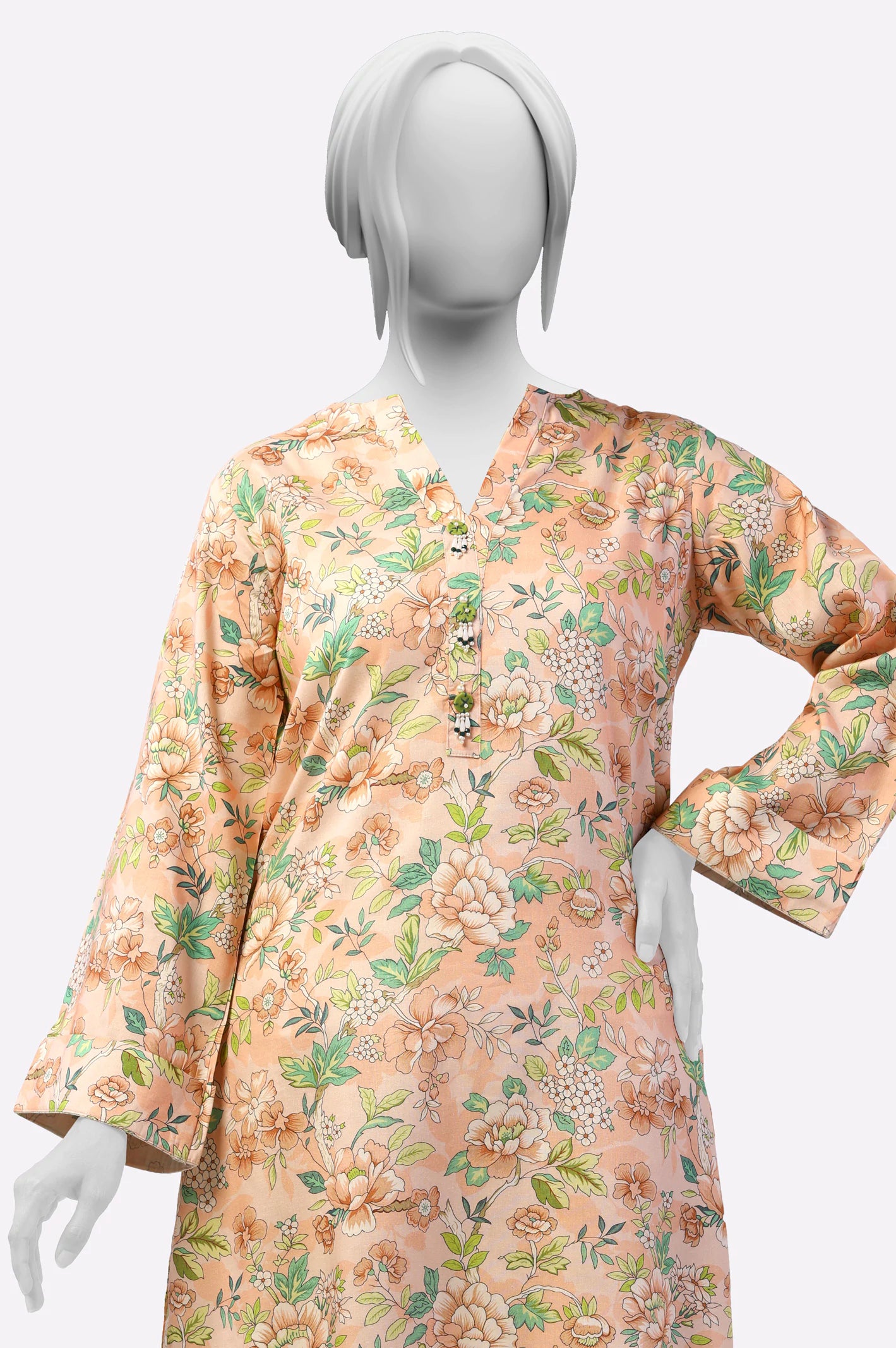 Peach Printed Kurti - Image 2