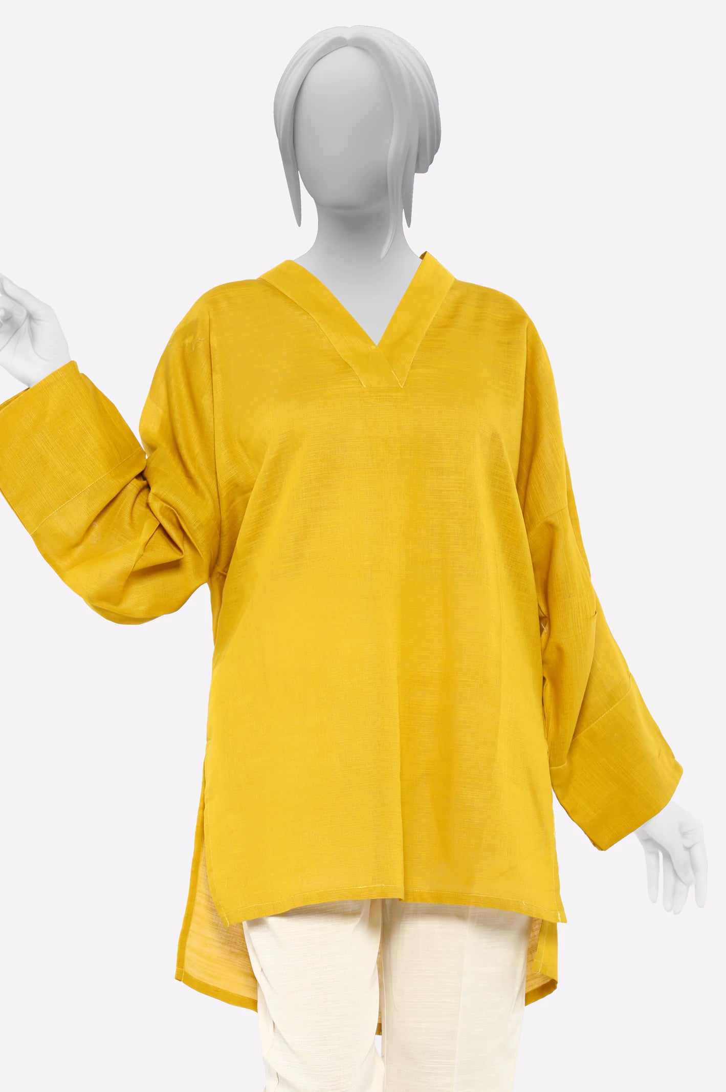 Mustard Fusion Kurti - Image 2