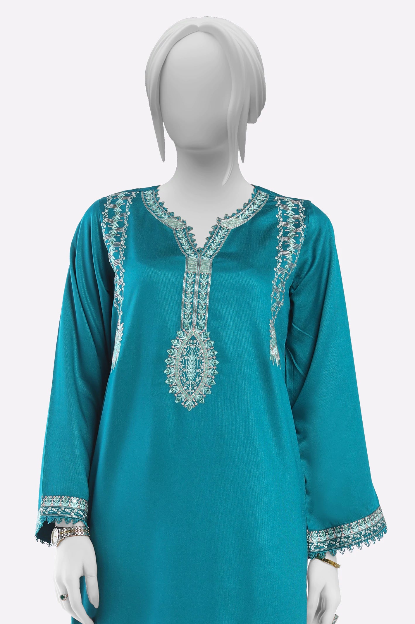Green Embroidered Kurti - Image 2