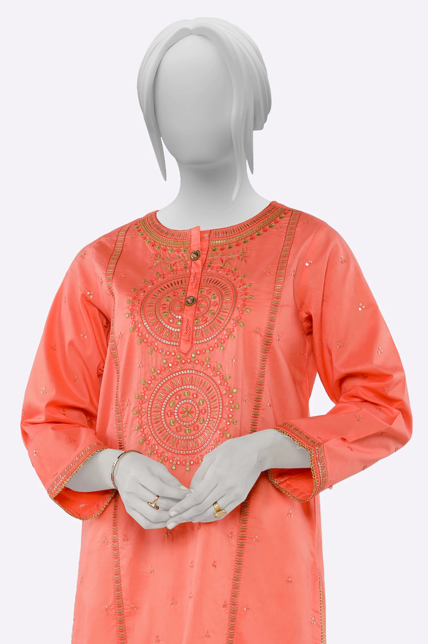 Peach Embroidered Kurti - Image 2
