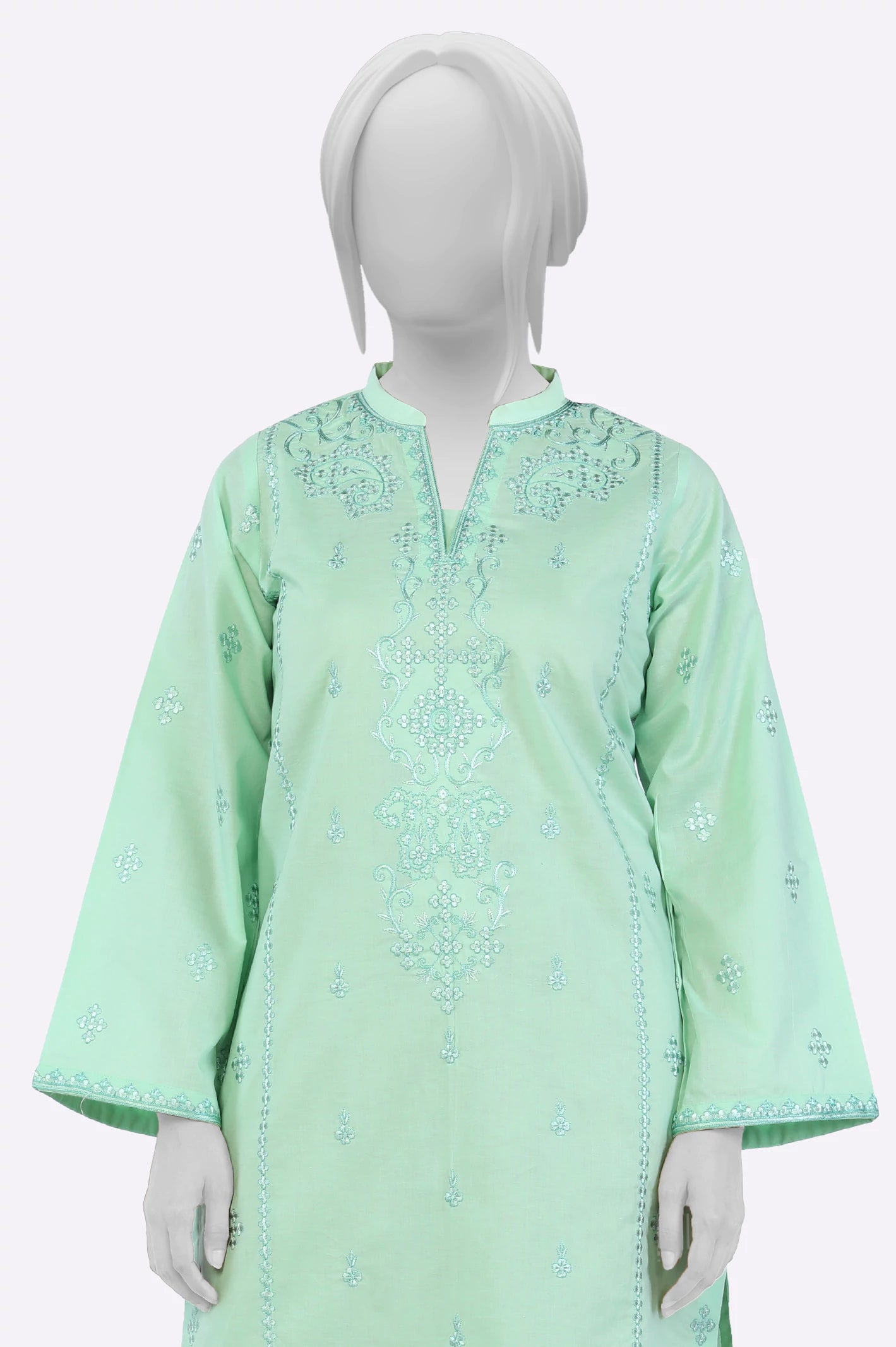Green Embroidered Ready To Wear Kurti - Image 2