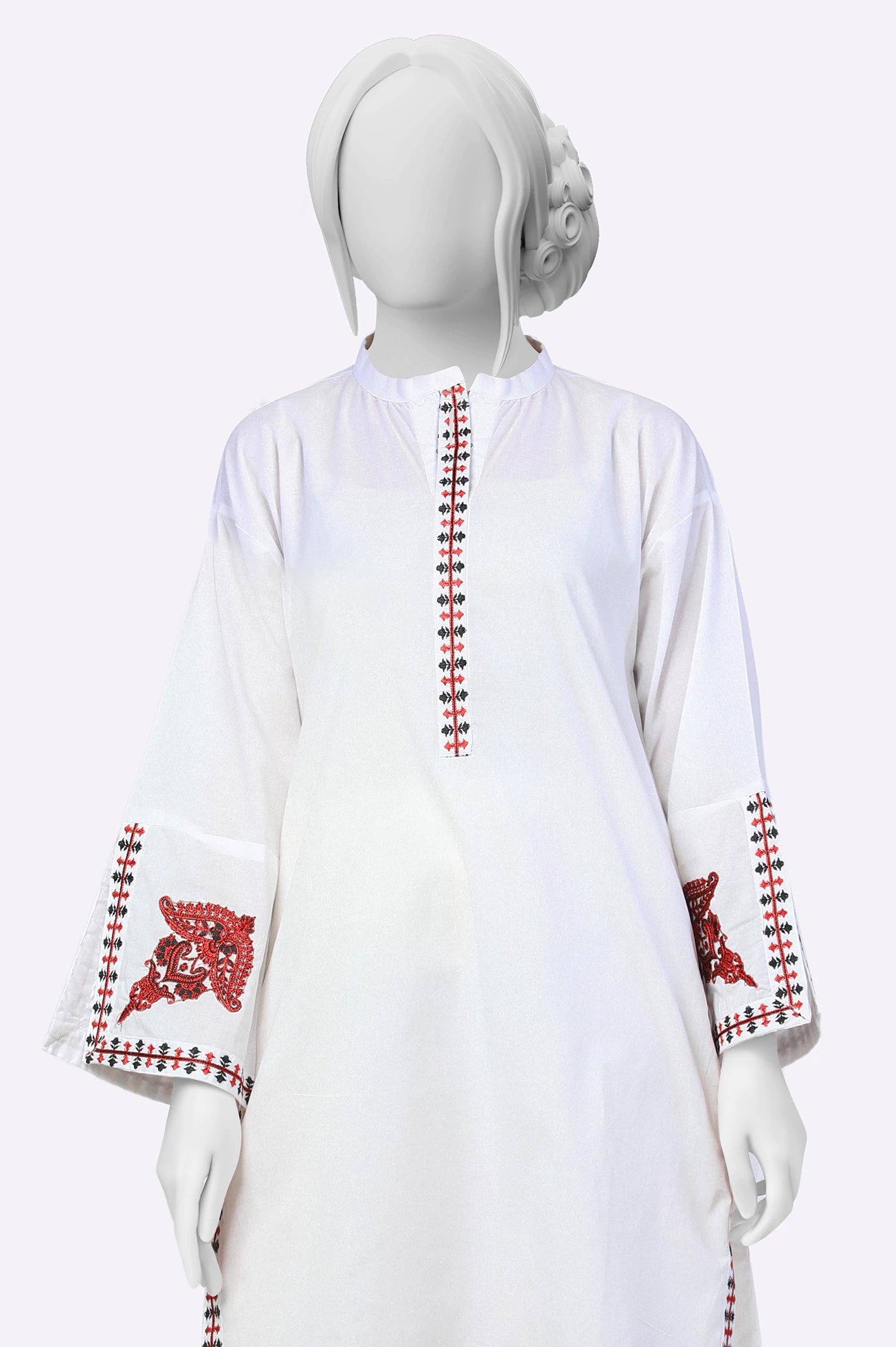White Embroidered Kurti - Image 2