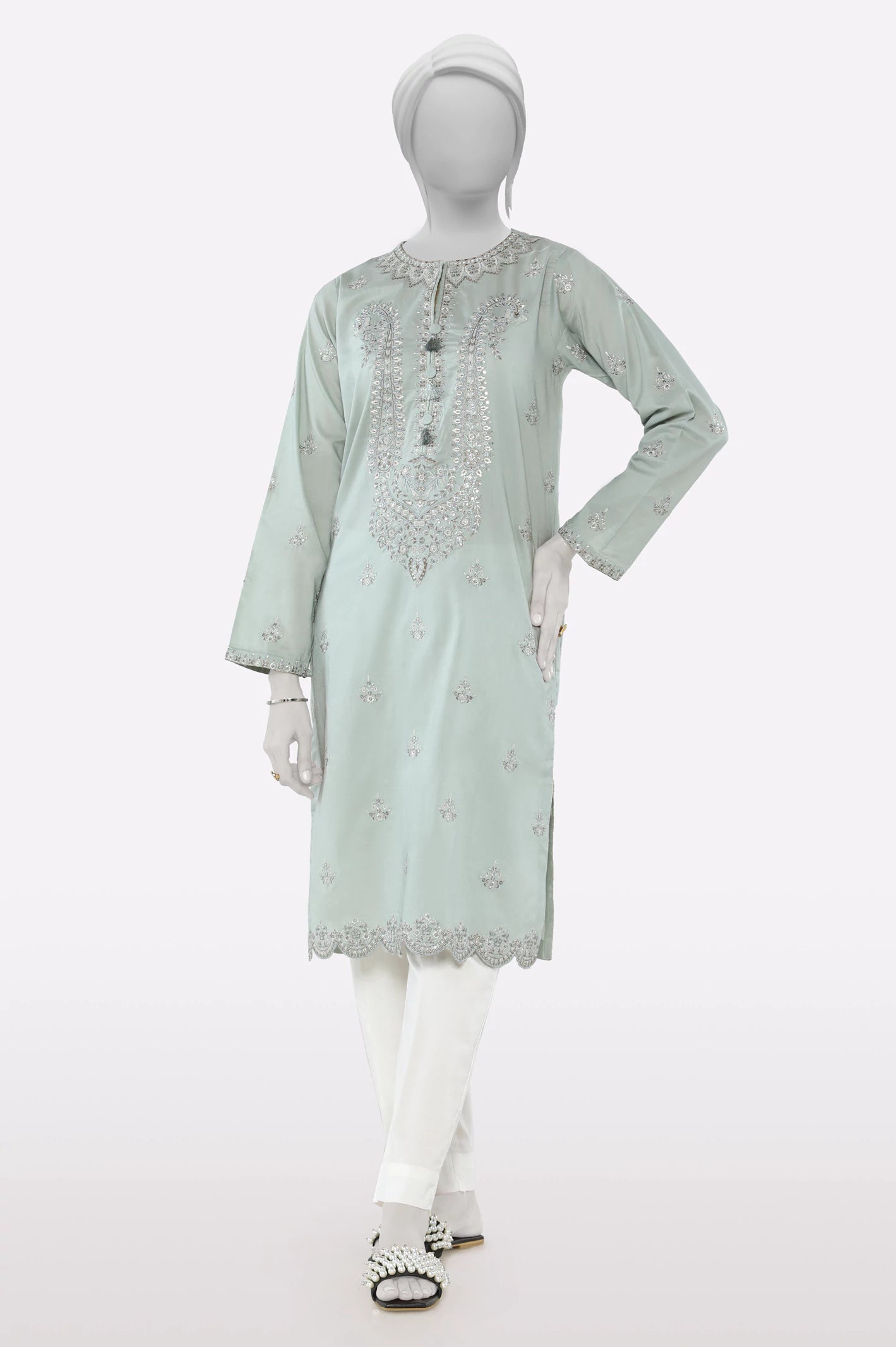 Grey Embroidered Kurti