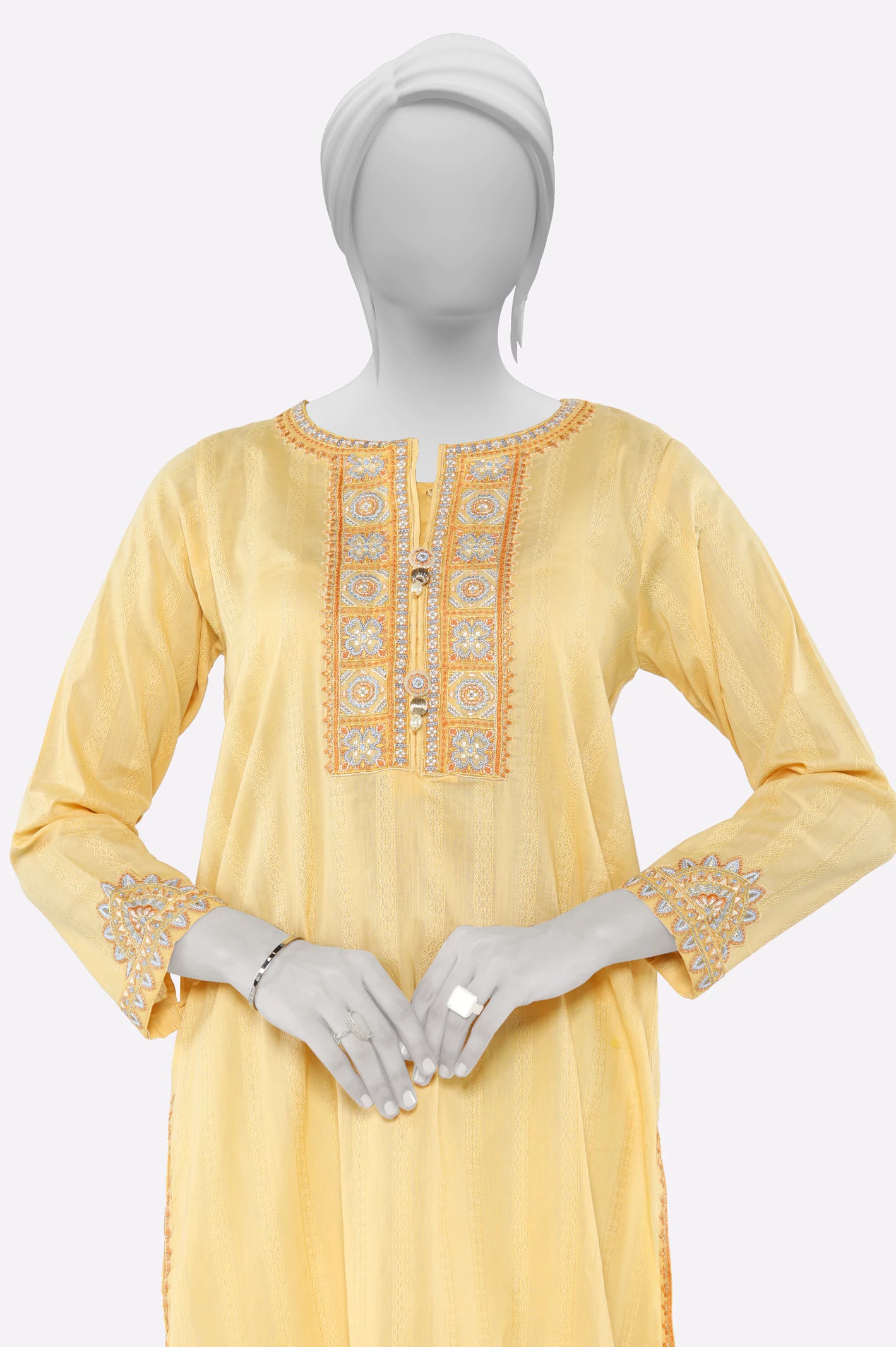 Yellow Embroidered Kurti - Image 2