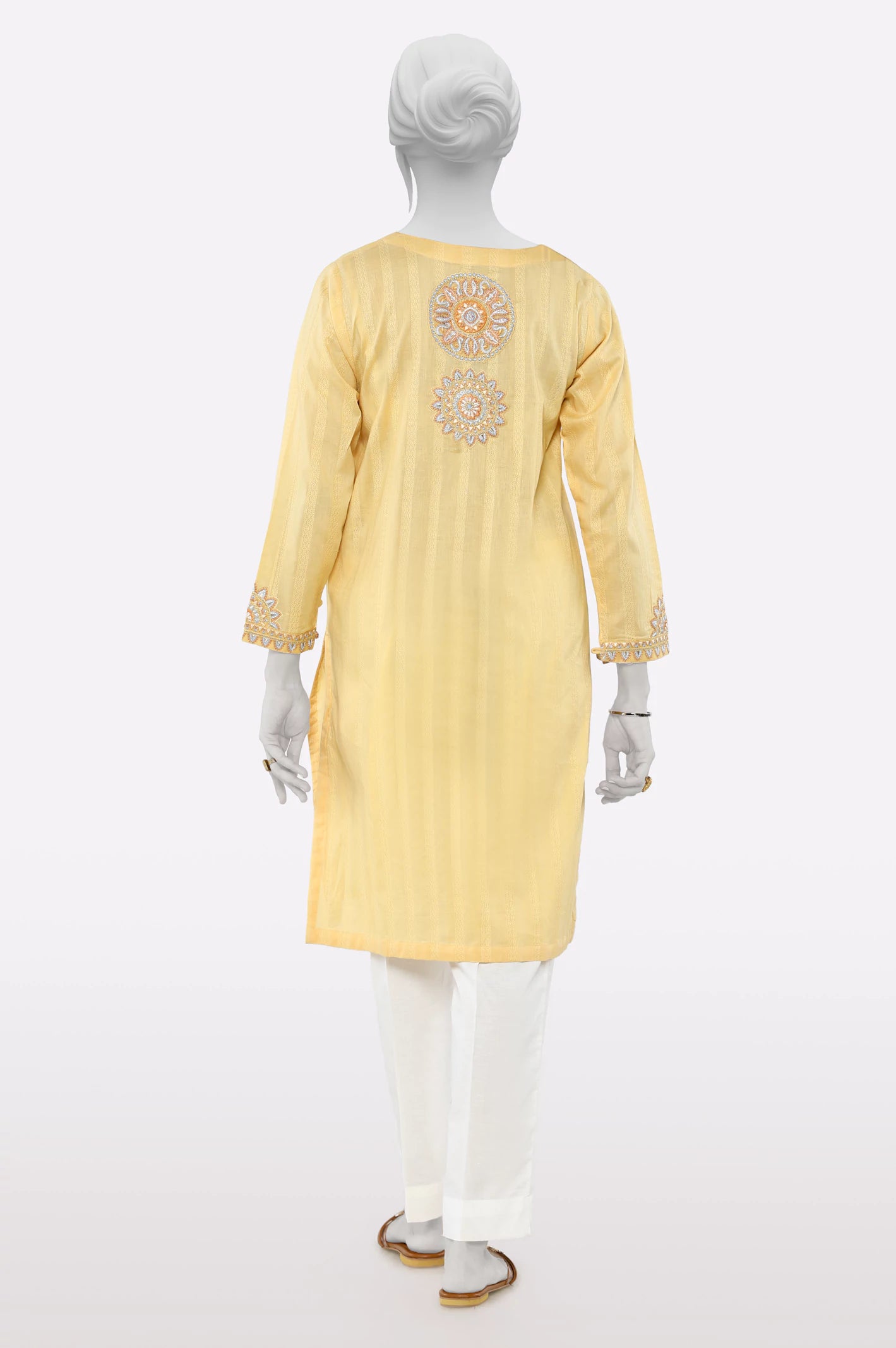 Yellow Embroidered Kurti - Image 3