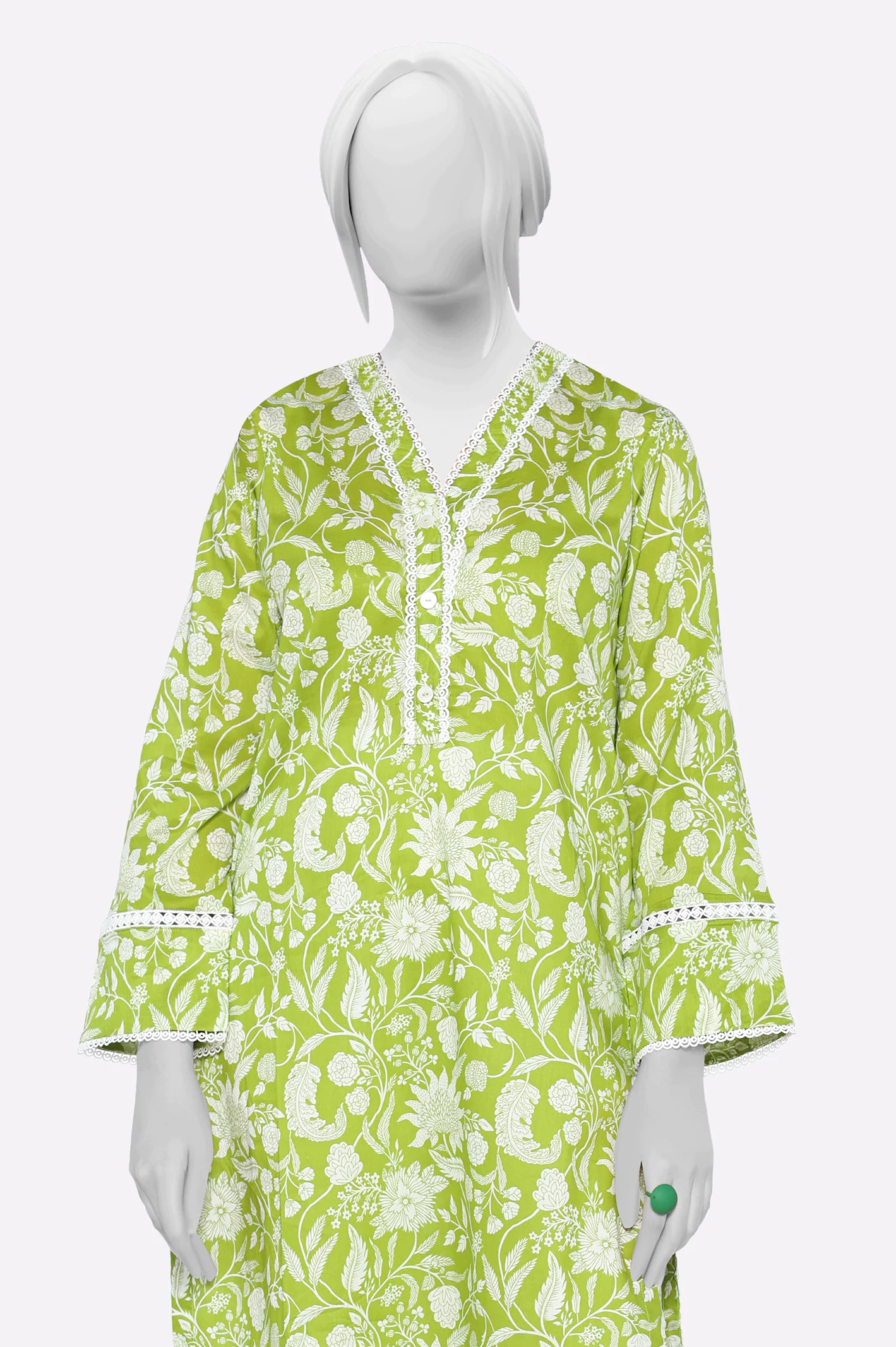 Light Green Printed Kurti - Image 2