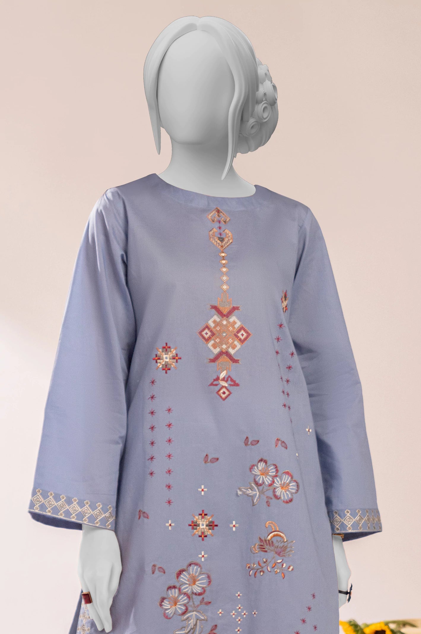 Blue Embroidered Kurti - Image 2