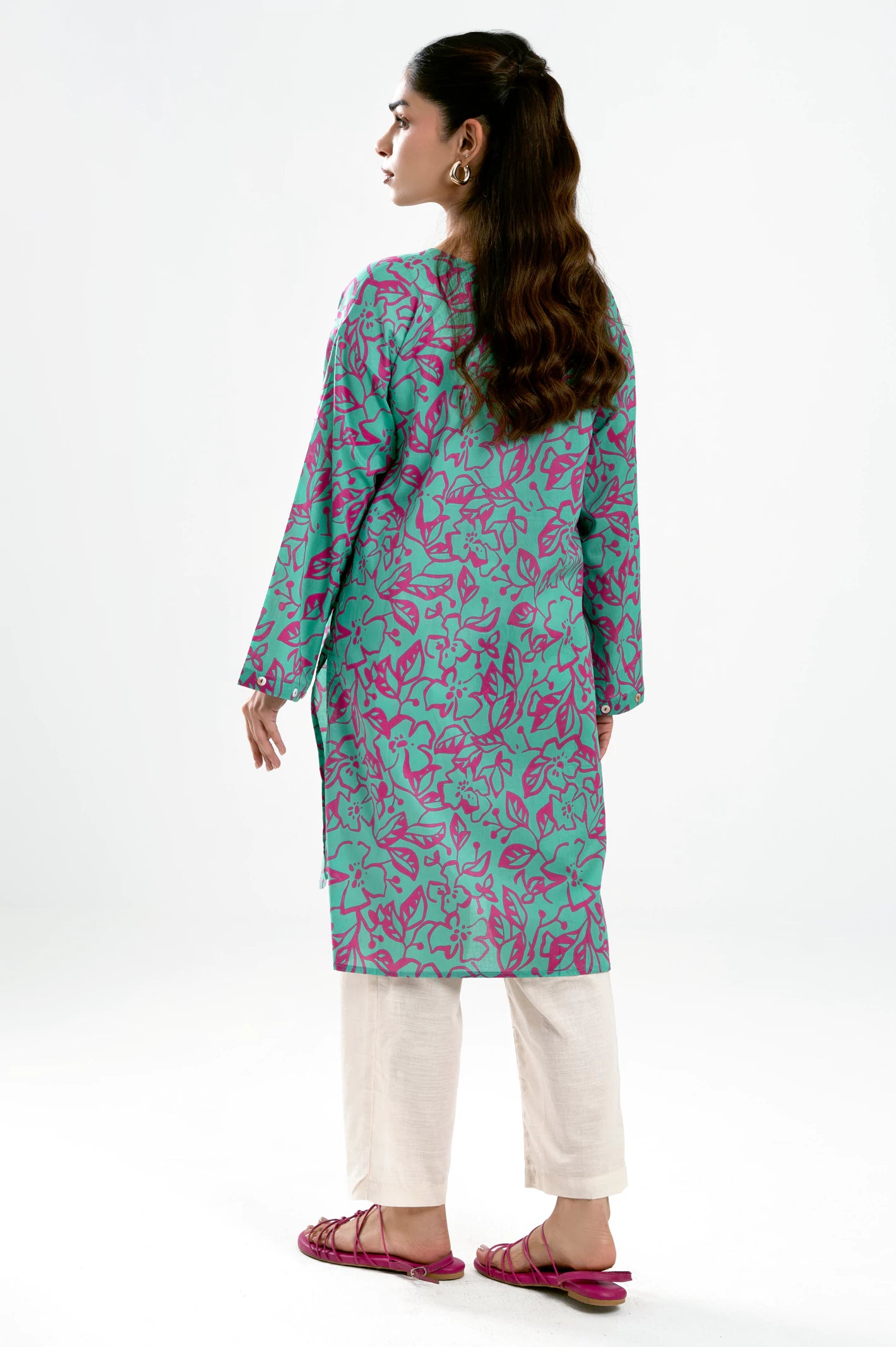 Light Green Printed Kurti - Image 4
