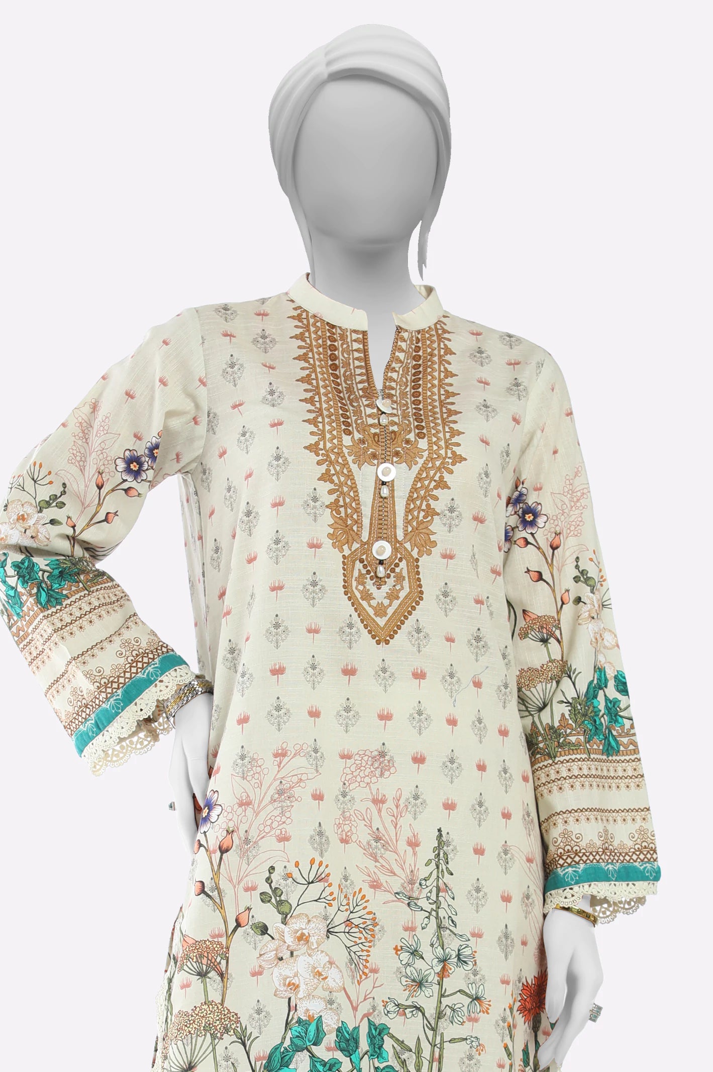 Off White Printed Kurti - Image 2
