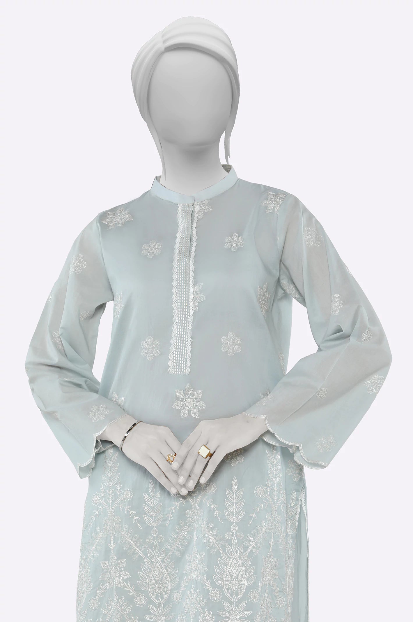 Light Grey Embroidered Kurti - Image 2