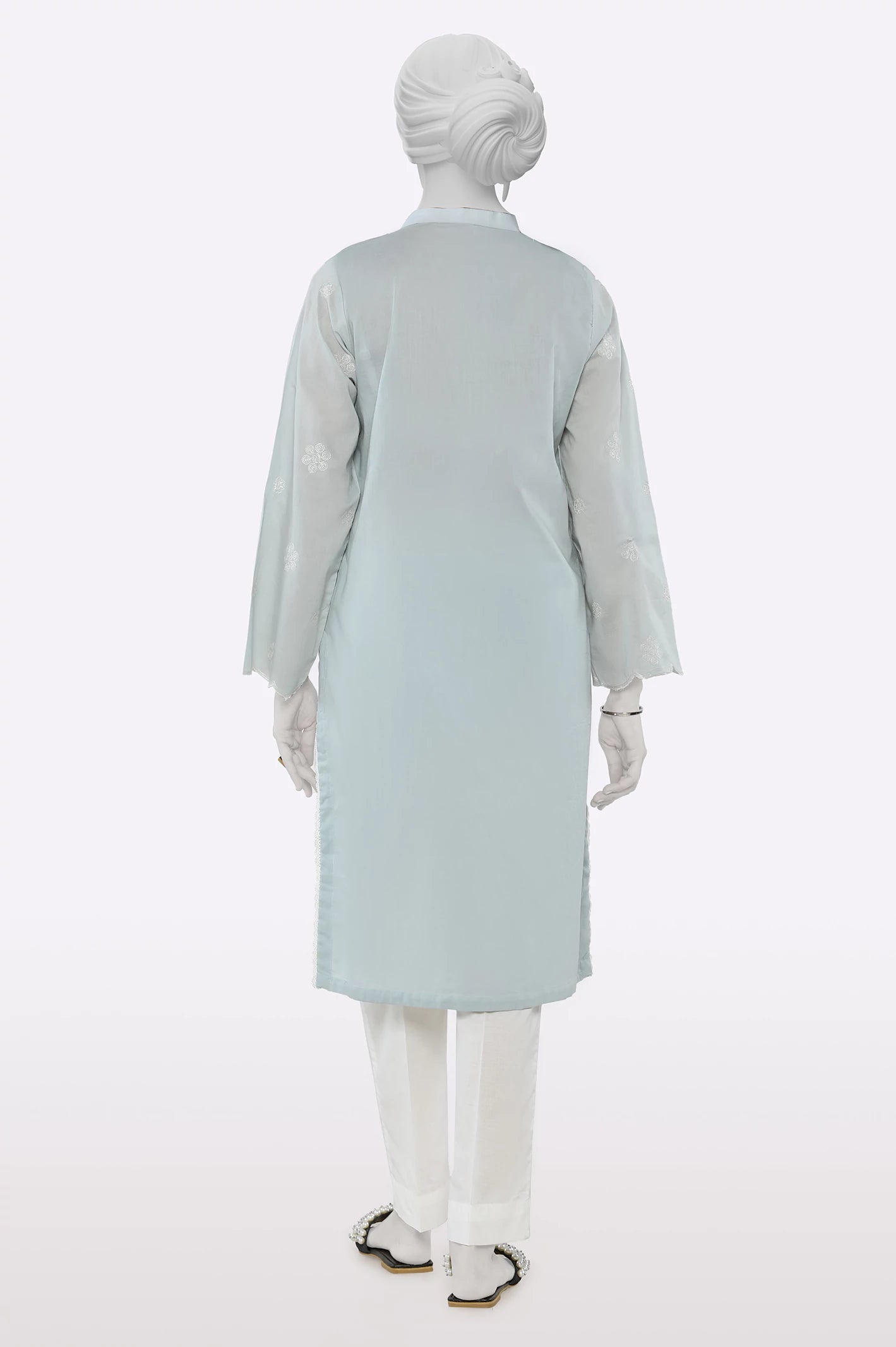 Light Grey Embroidered Kurti - Image 3