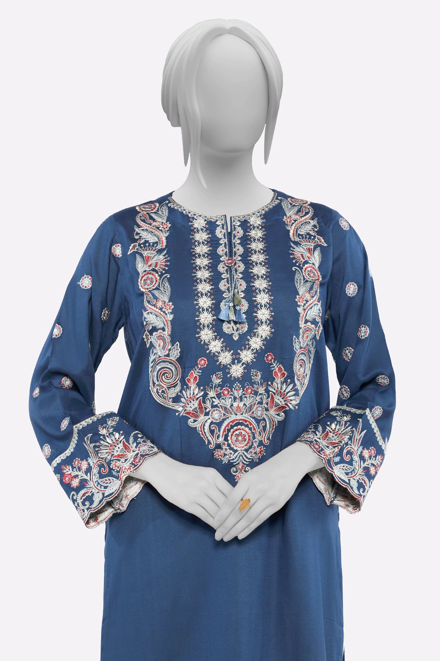 Blue Embroidered Kurti - Image 2