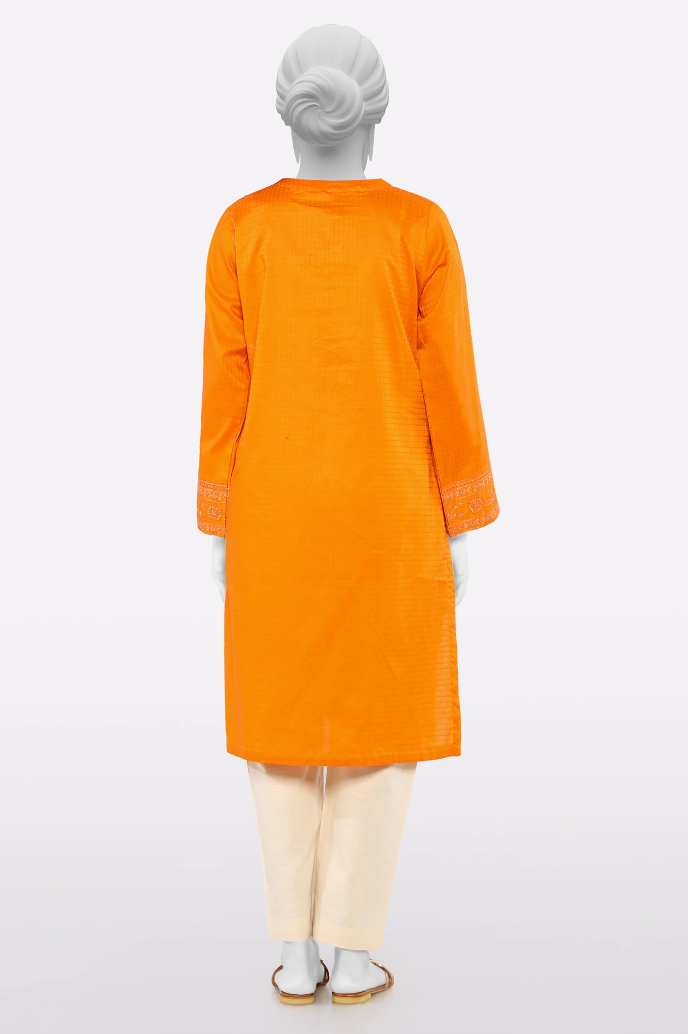 Orange Embroidered Kurti - Image 3