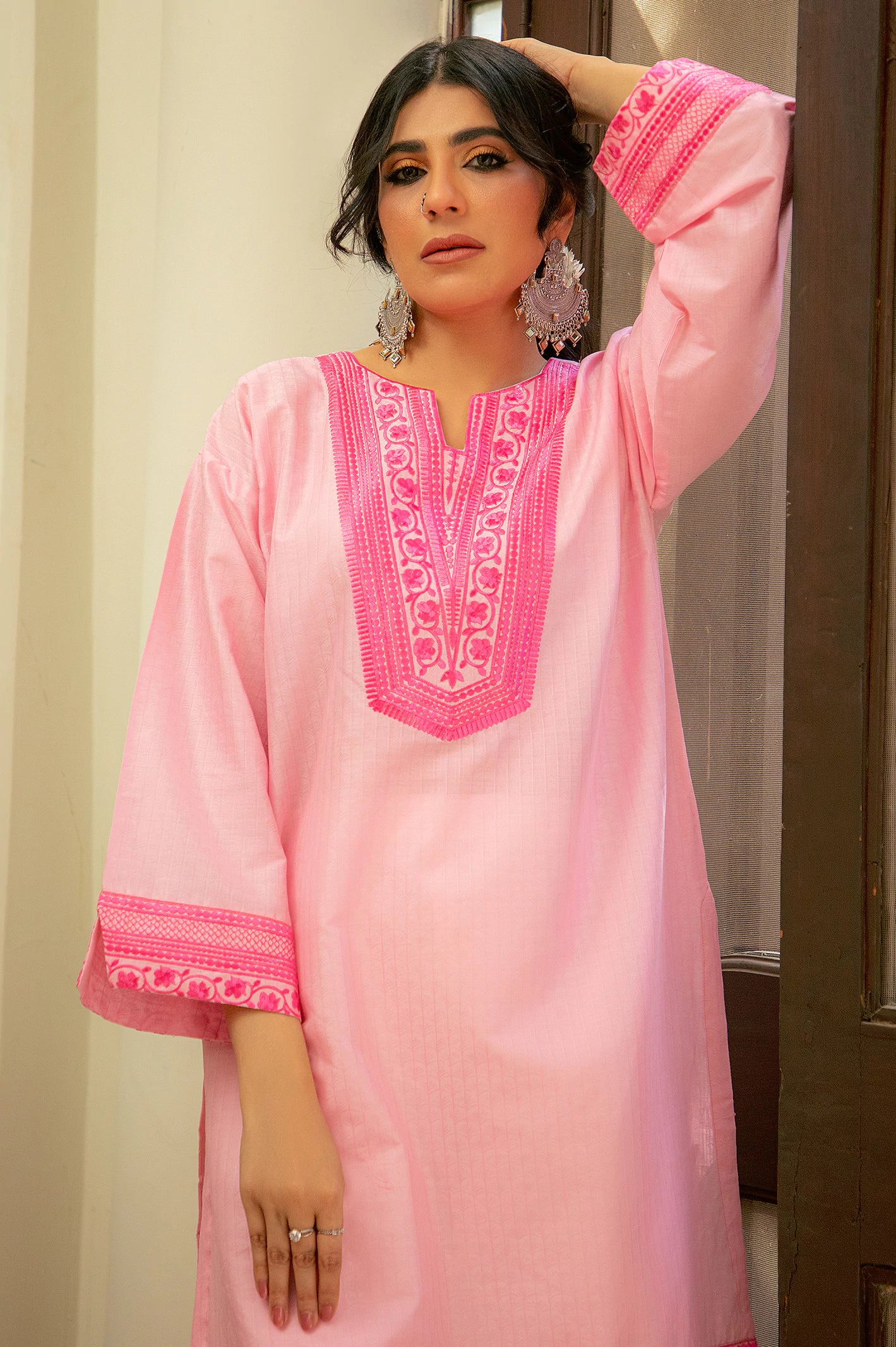 Pink Embroidered Kurti - Image 2