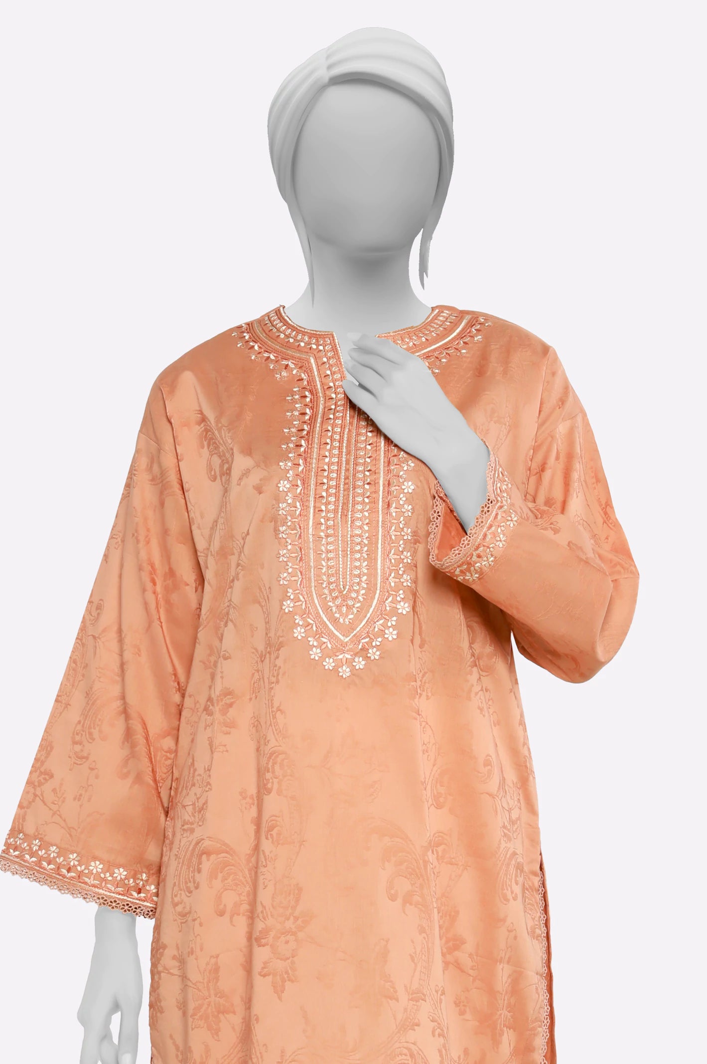 Peach Embroidered Kurti - Image 2
