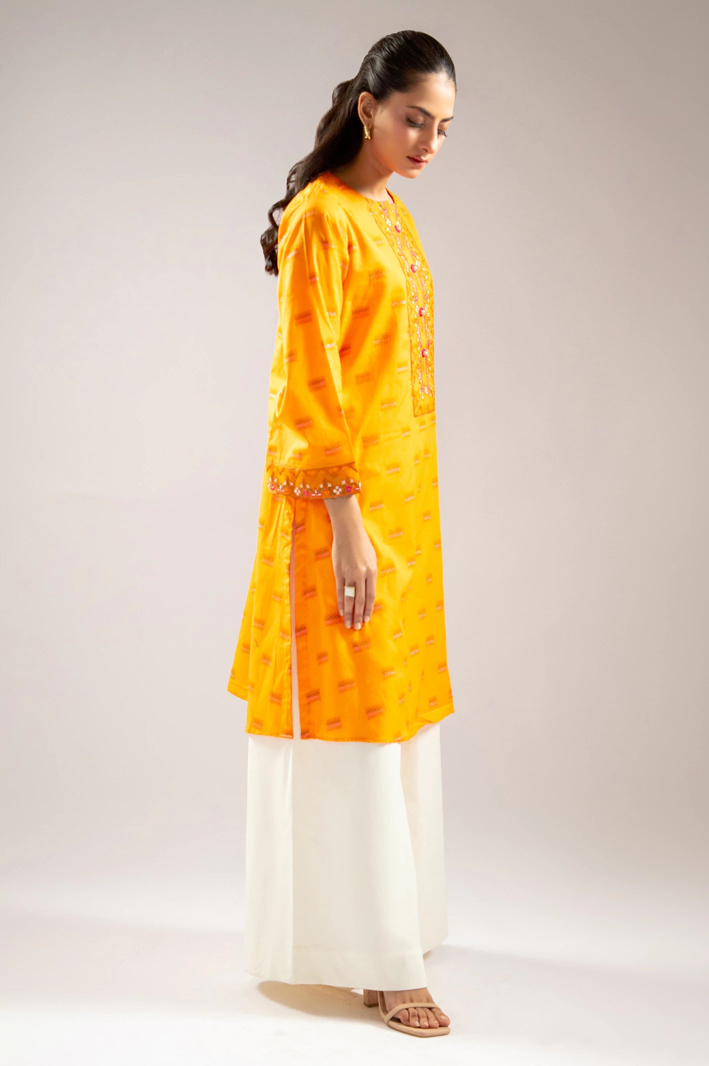 Orange Embroidered Kurti - Image 4