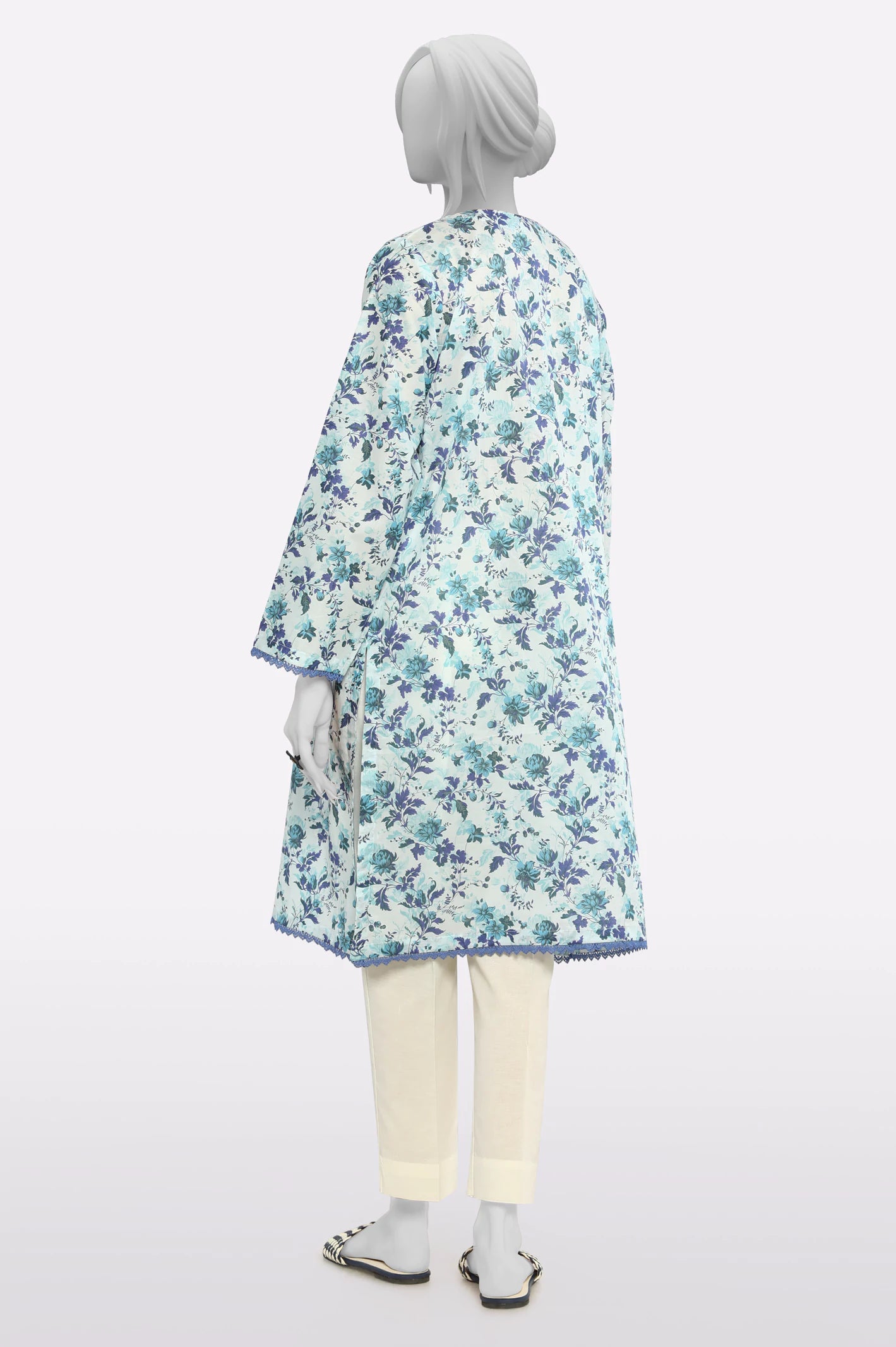 Sky Blue Printed Kurti - Image 3