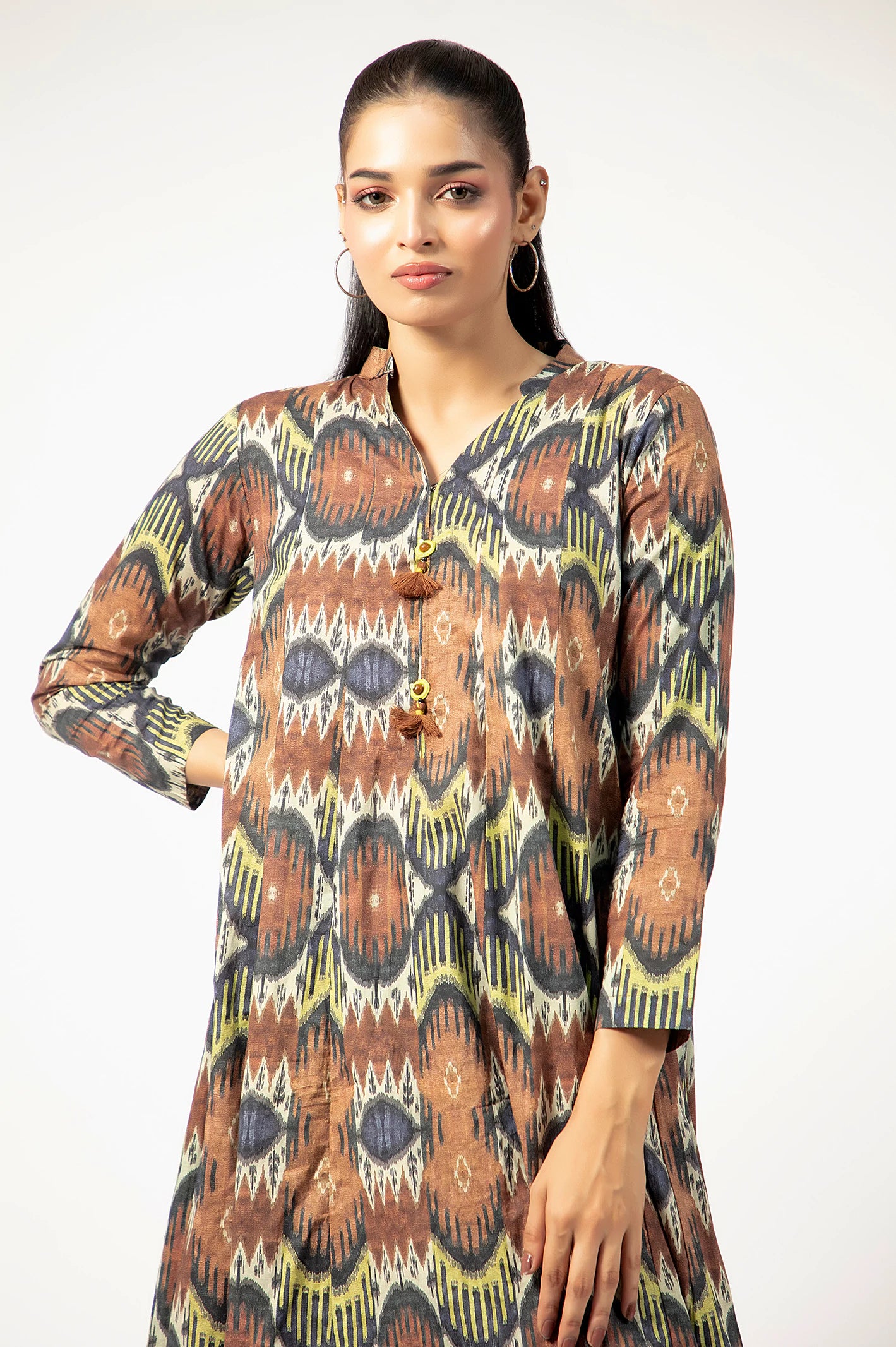 Brown Printed Kurti - Image 2