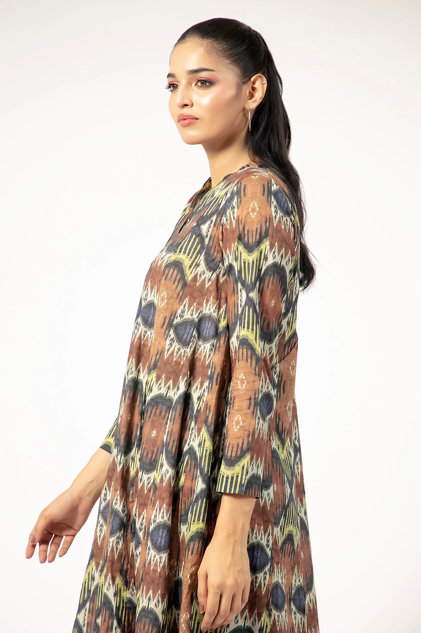 Brown Printed Kurti - Image 3