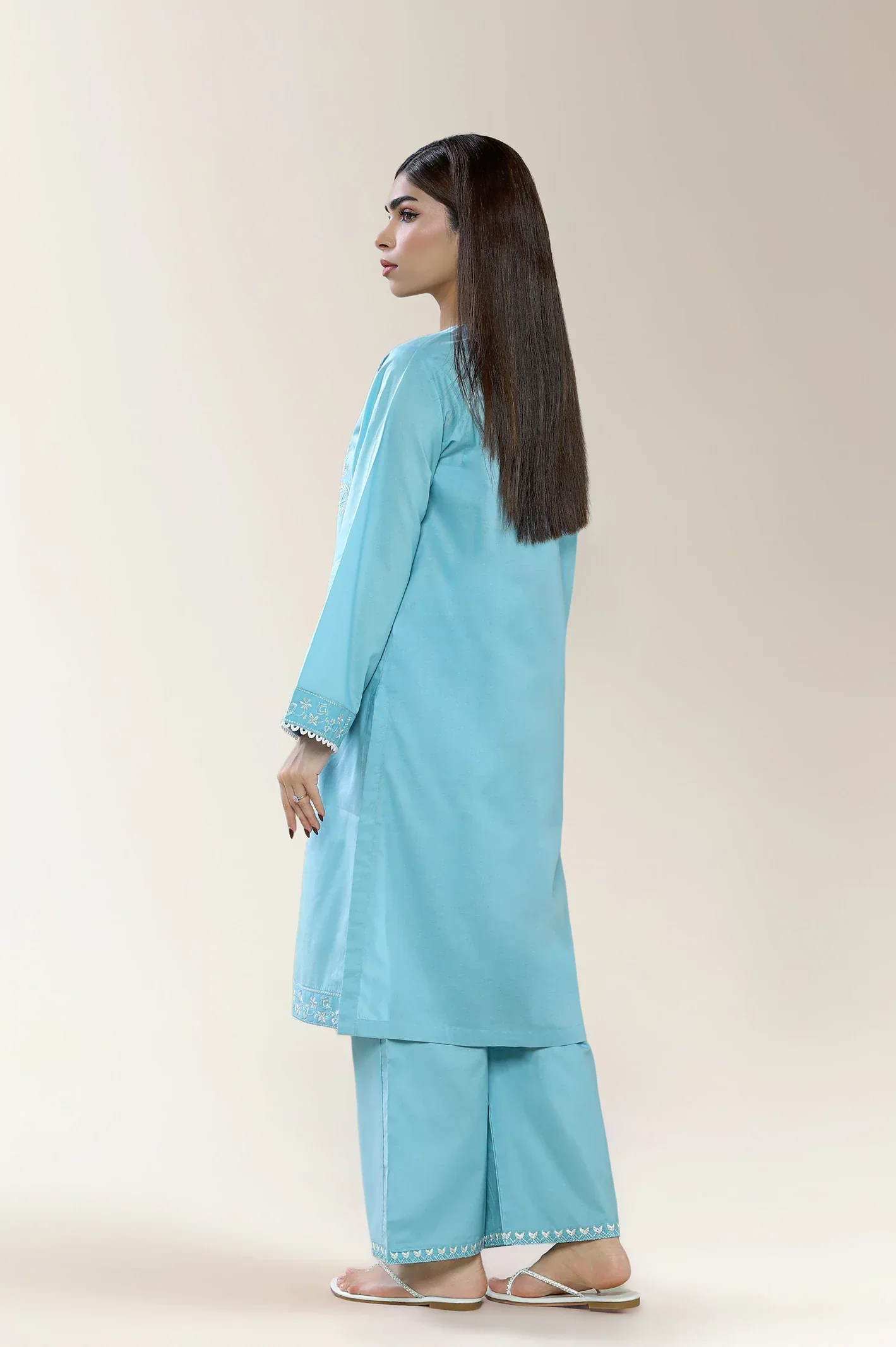 Embroidered Cambric Blue 2PC - Image 2