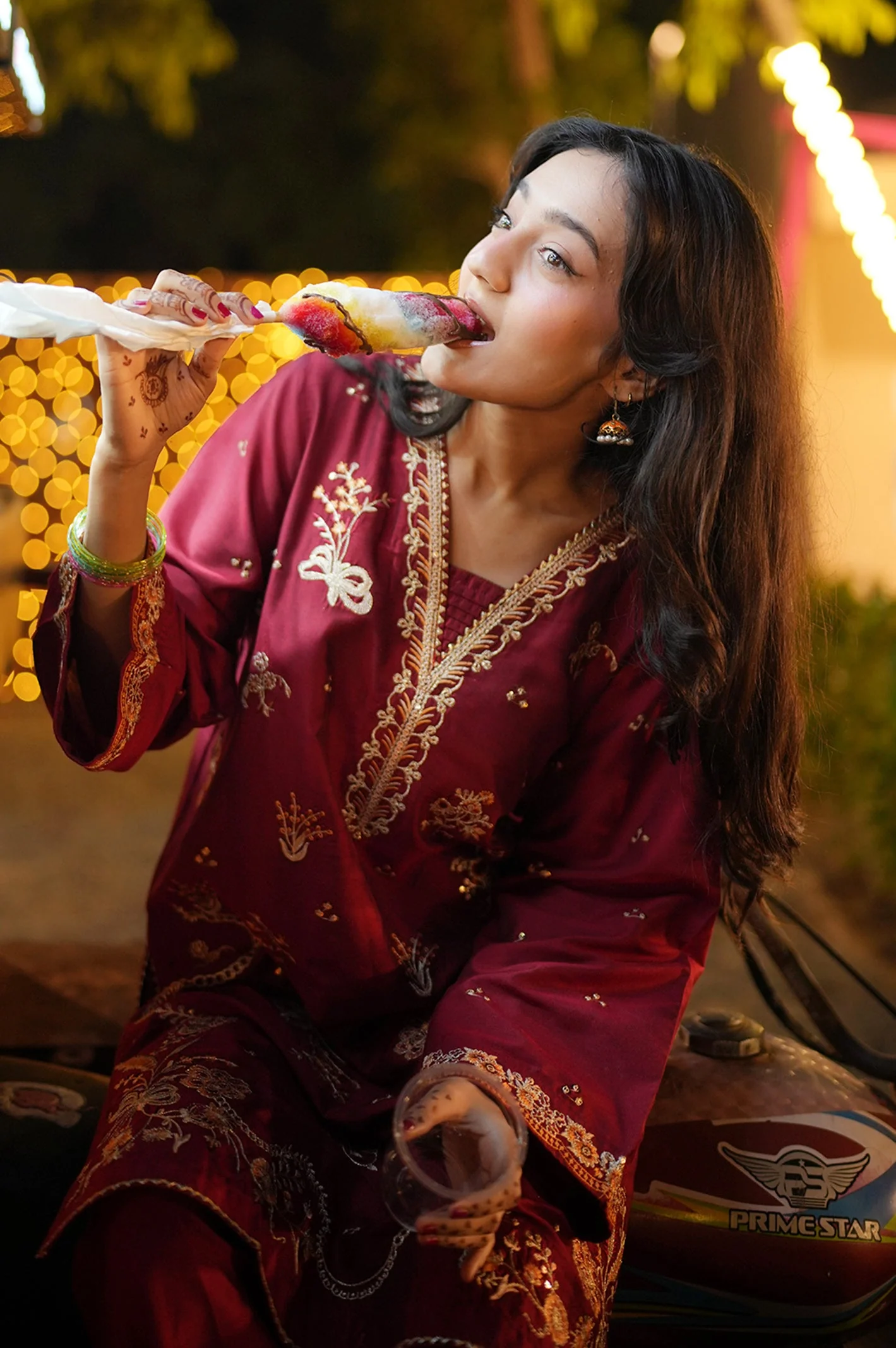 Embroidered Raw Silk Red 2PC - Image 2