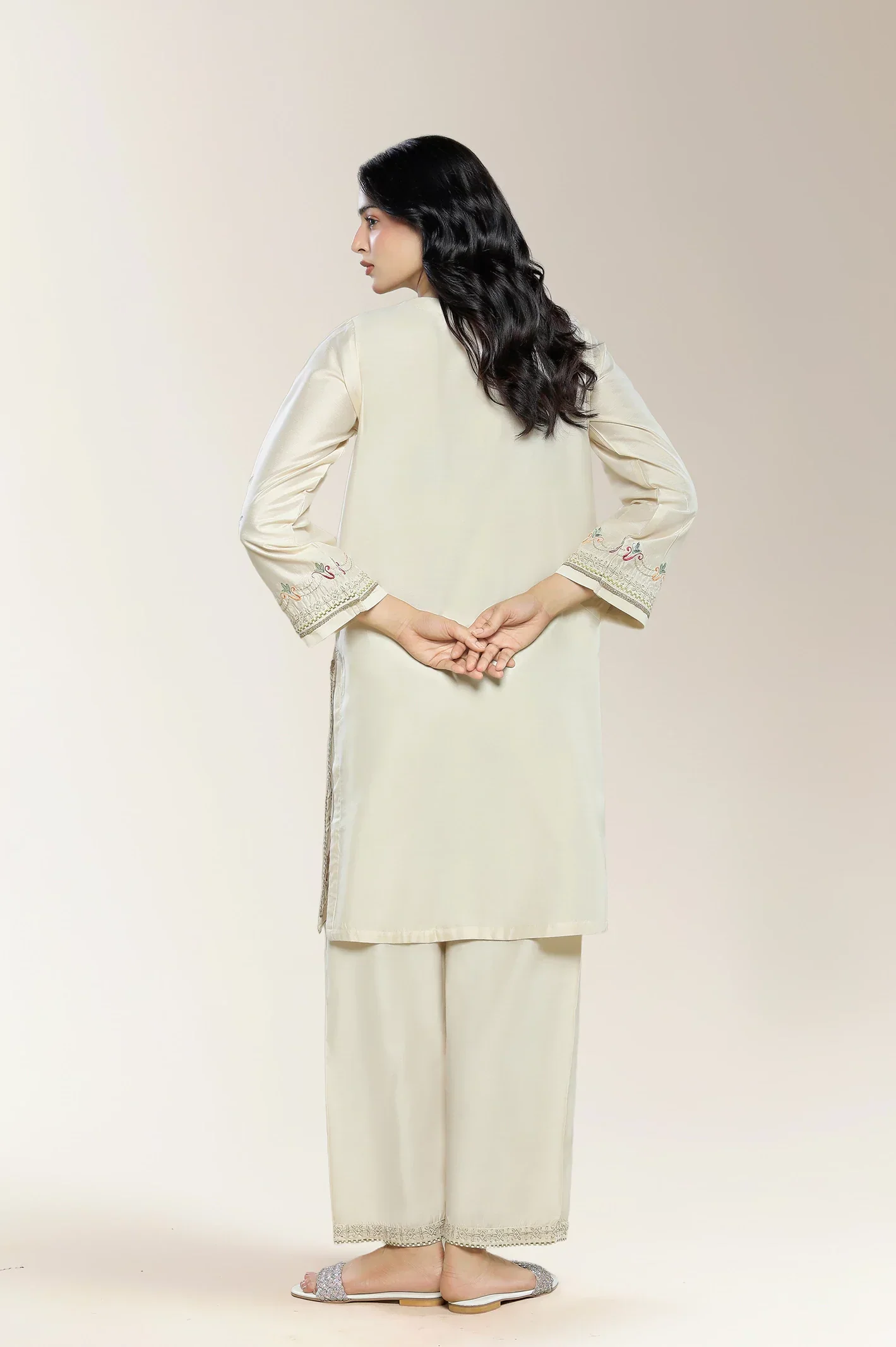 Embroidered Beige 2PC - Image 2