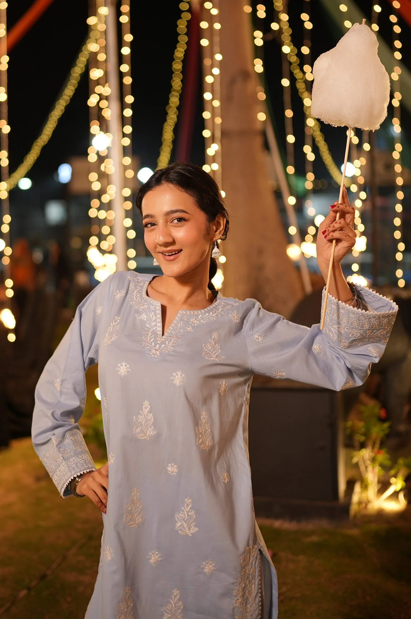 Embroidered Cotton Ice Blue 2PC - Image 11