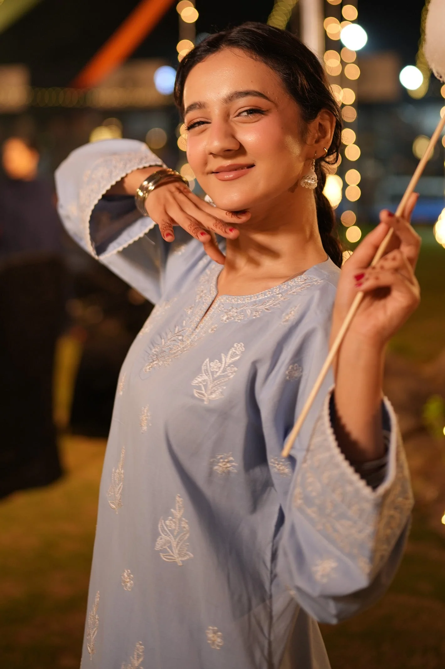 Embroidered Cotton Ice Blue 2PC - Image 13