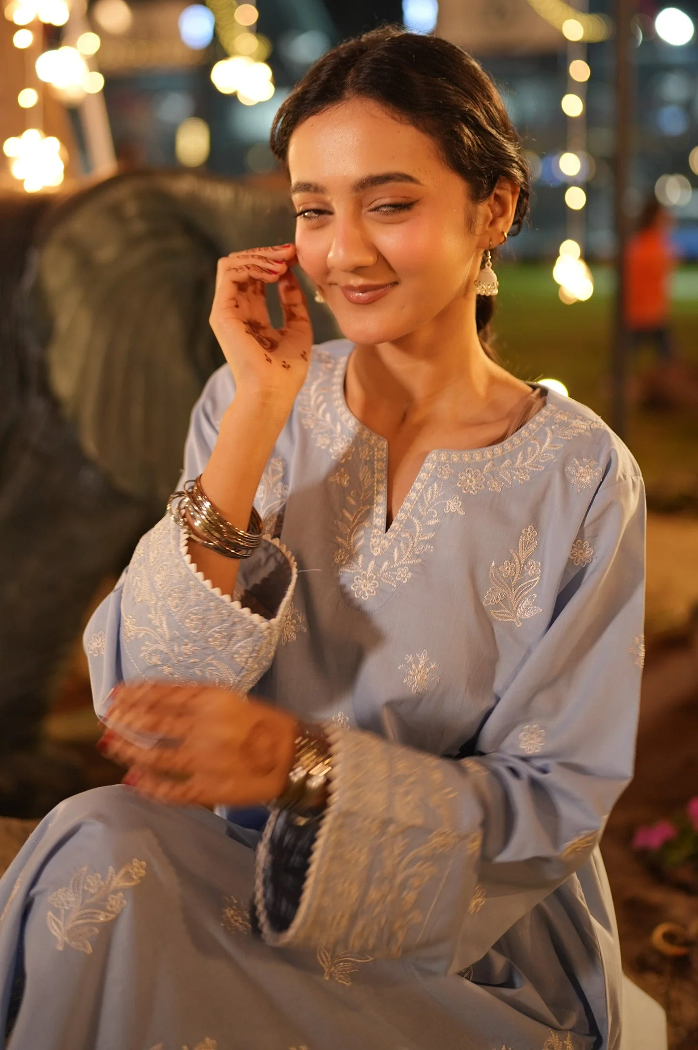 Embroidered Cotton Ice Blue 2PC - Image 18