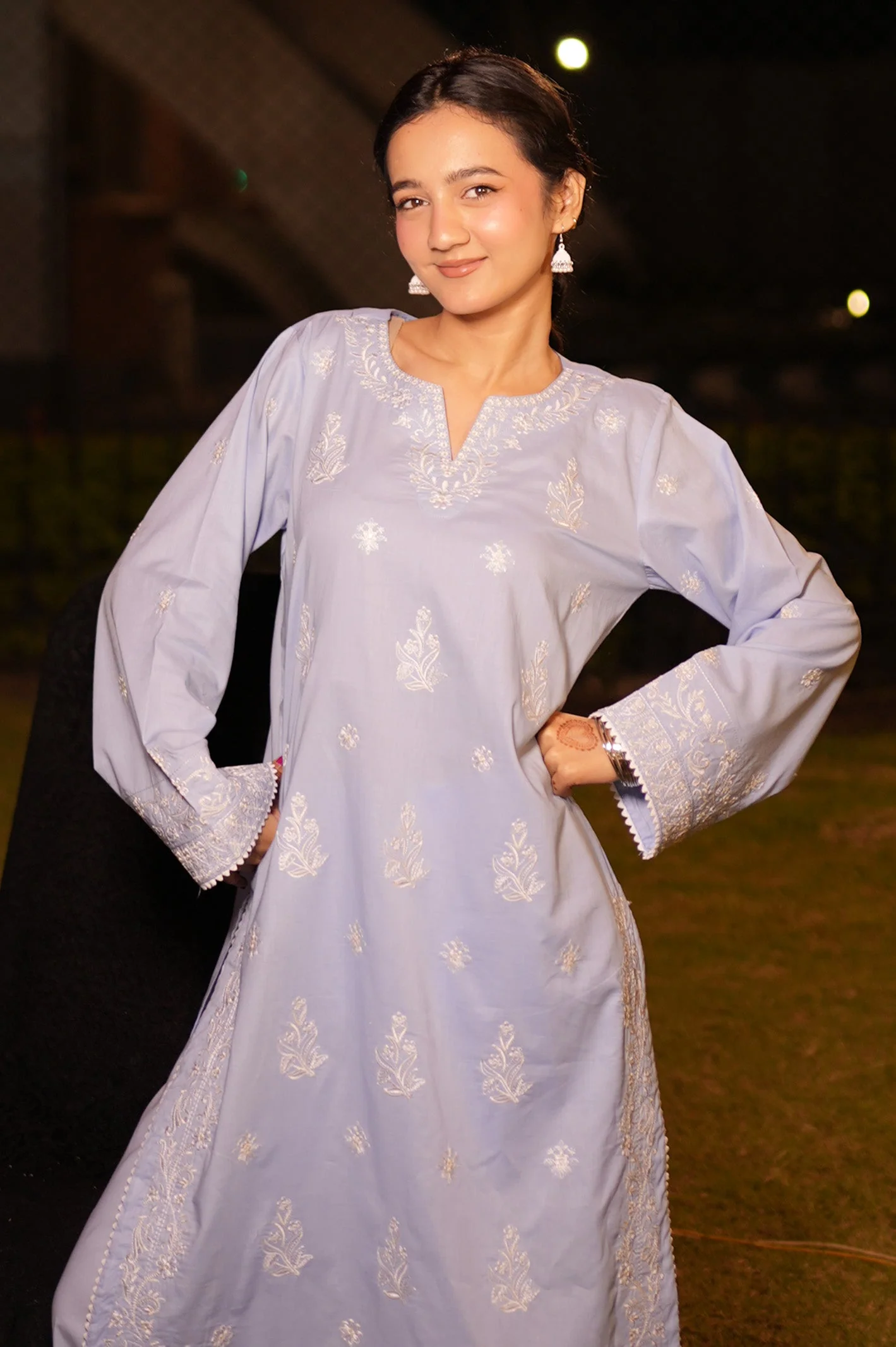 Embroidered Cotton Ice Blue 2PC - Image 4