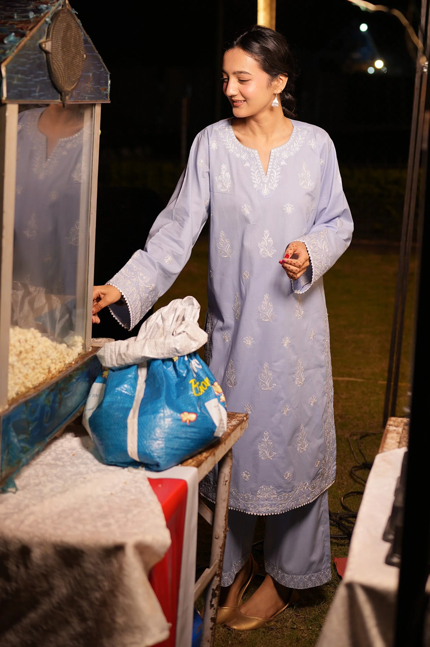 Embroidered Cotton Ice Blue 2PC - Image 5