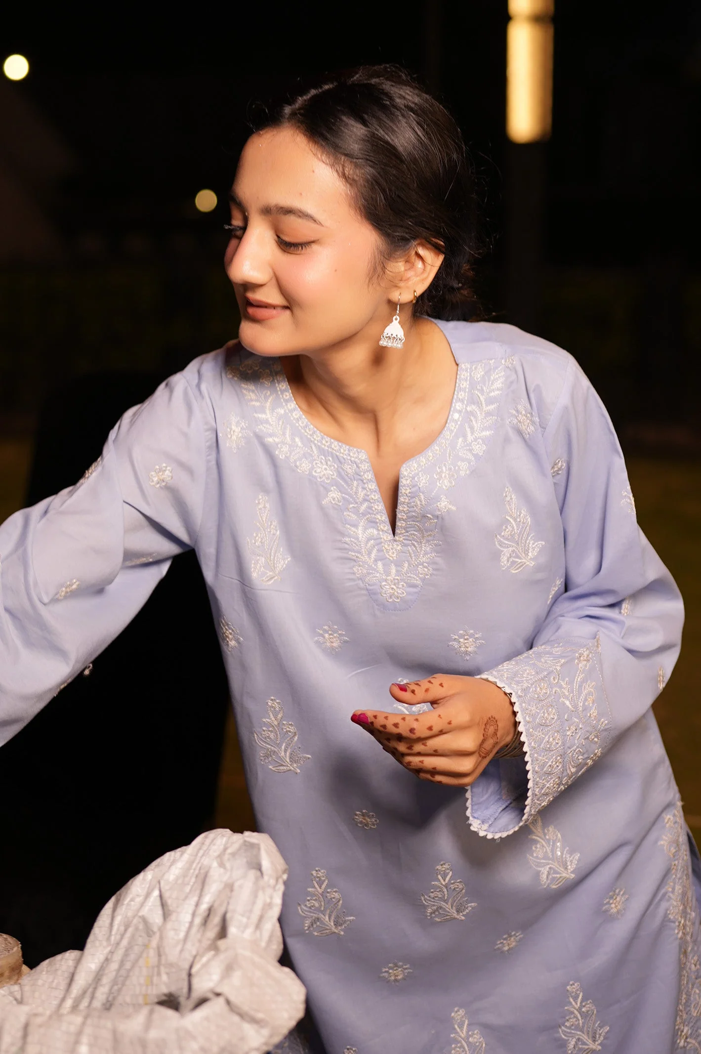 Embroidered Cotton Ice Blue 2PC - Image 6