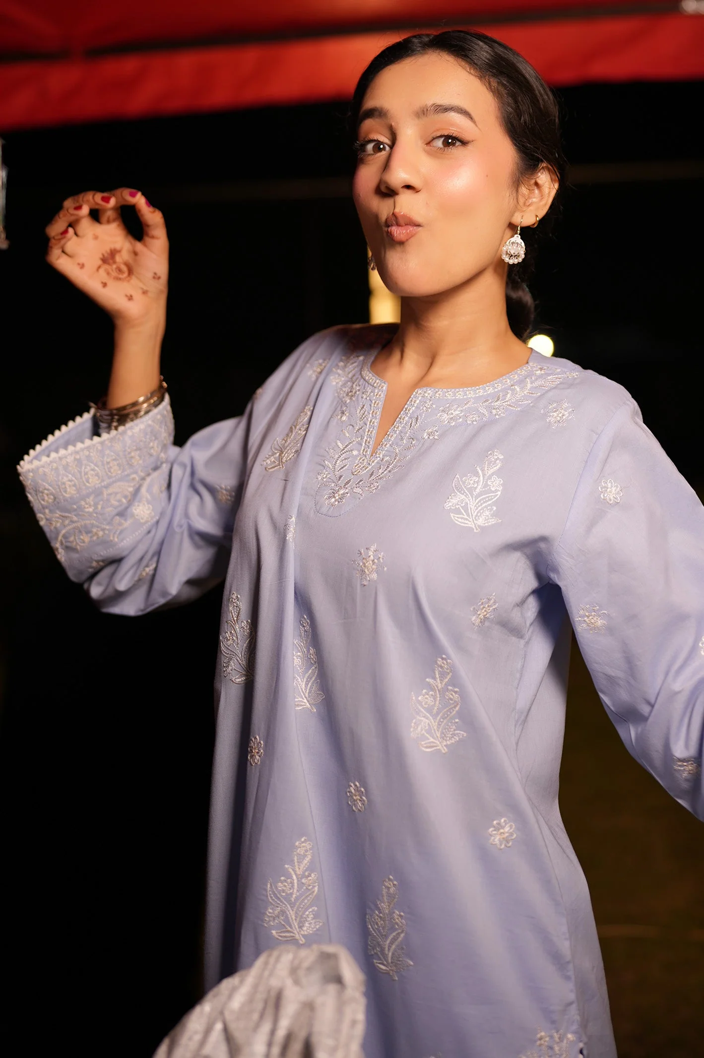 Embroidered Cotton Ice Blue 2PC - Image 7