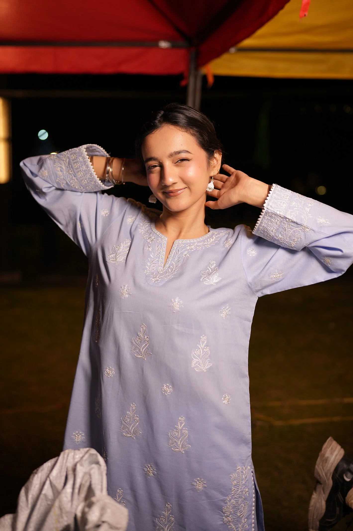 Embroidered Cotton Ice Blue 2PC - Image 8