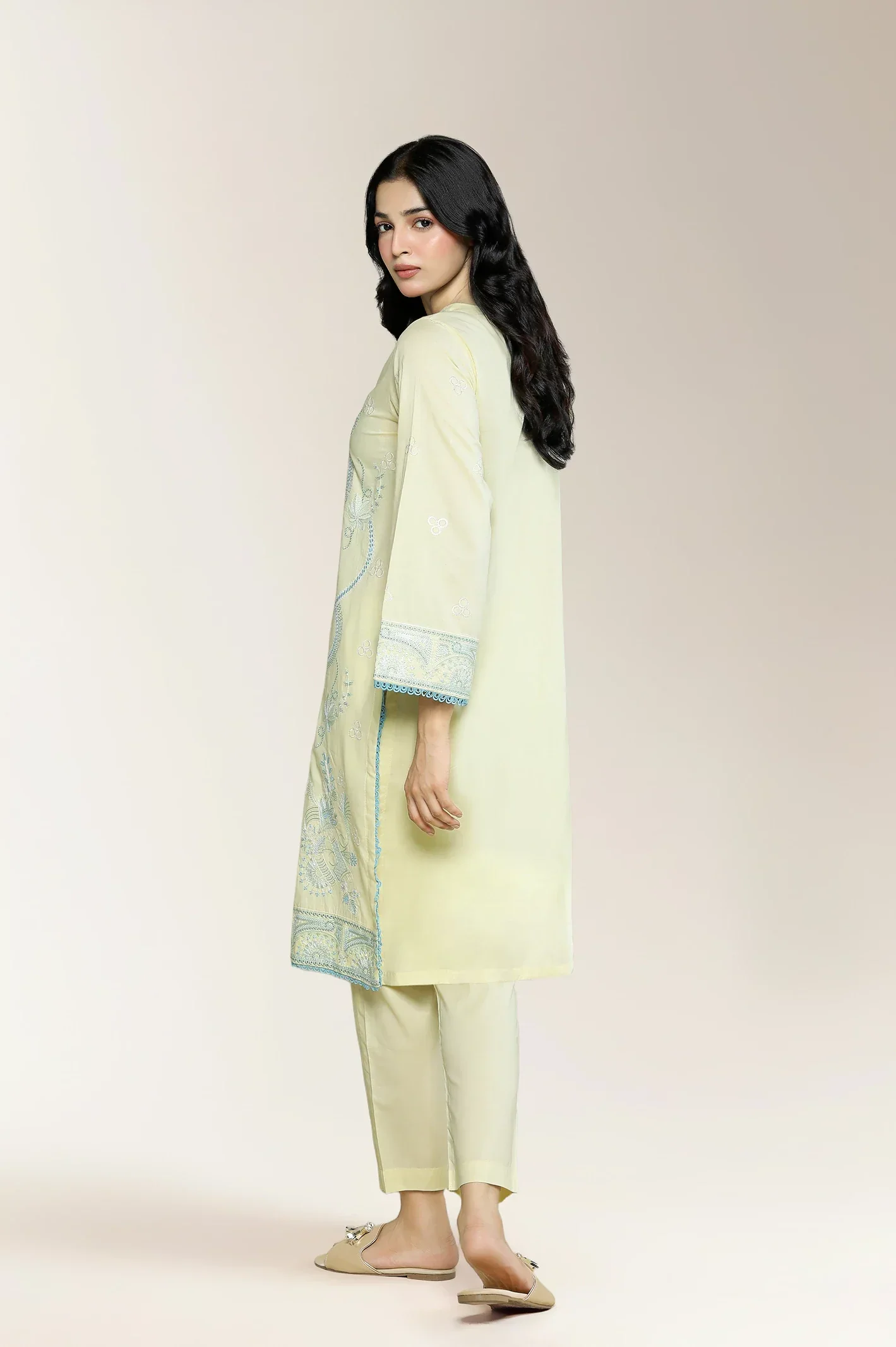 Embroidered Cream 2PC - Image 2