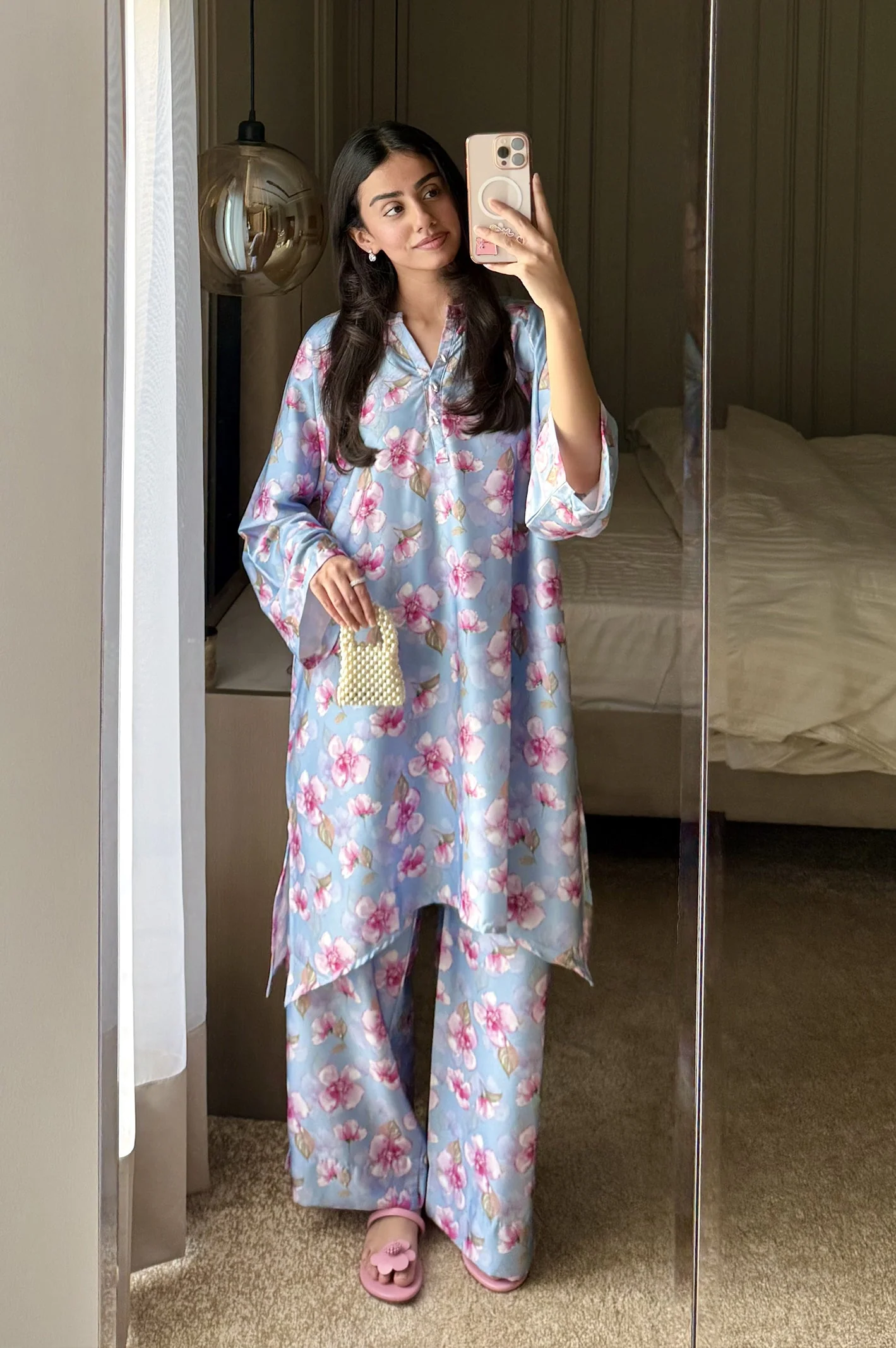 Printed Silk Grey 2PC
