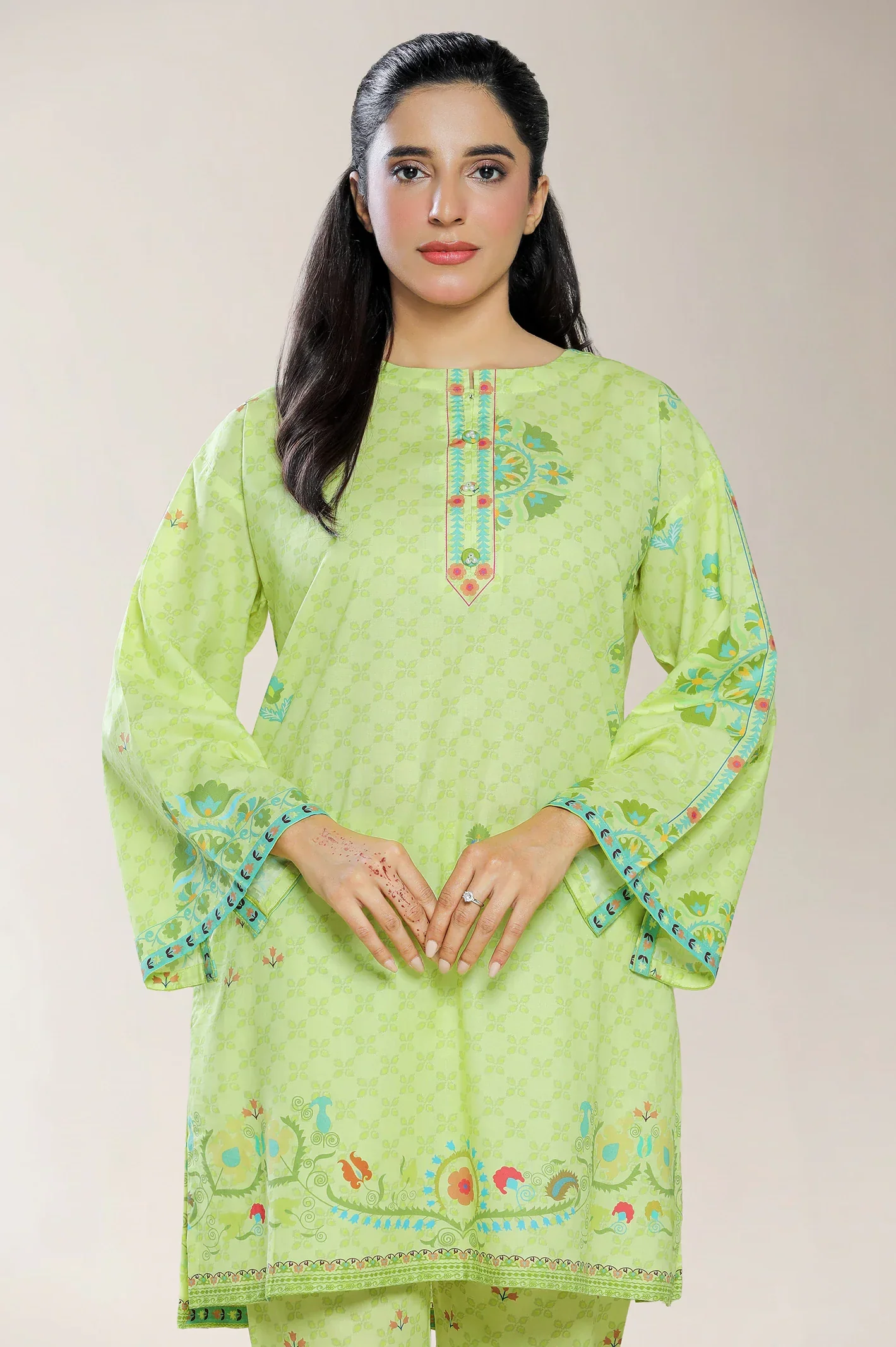 Printed Cotton Lime 2PC - Image 2